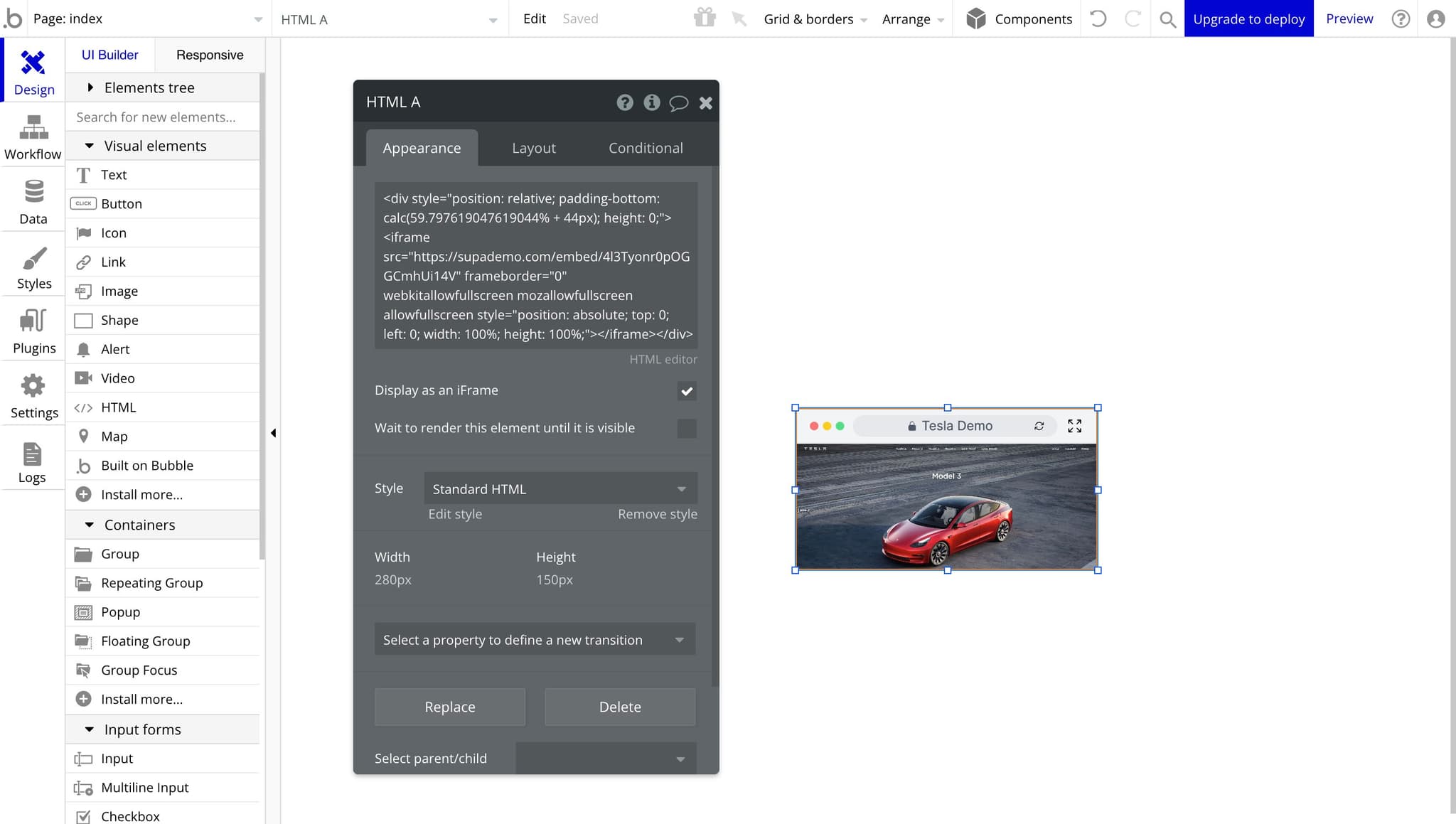 Test the embedded demo