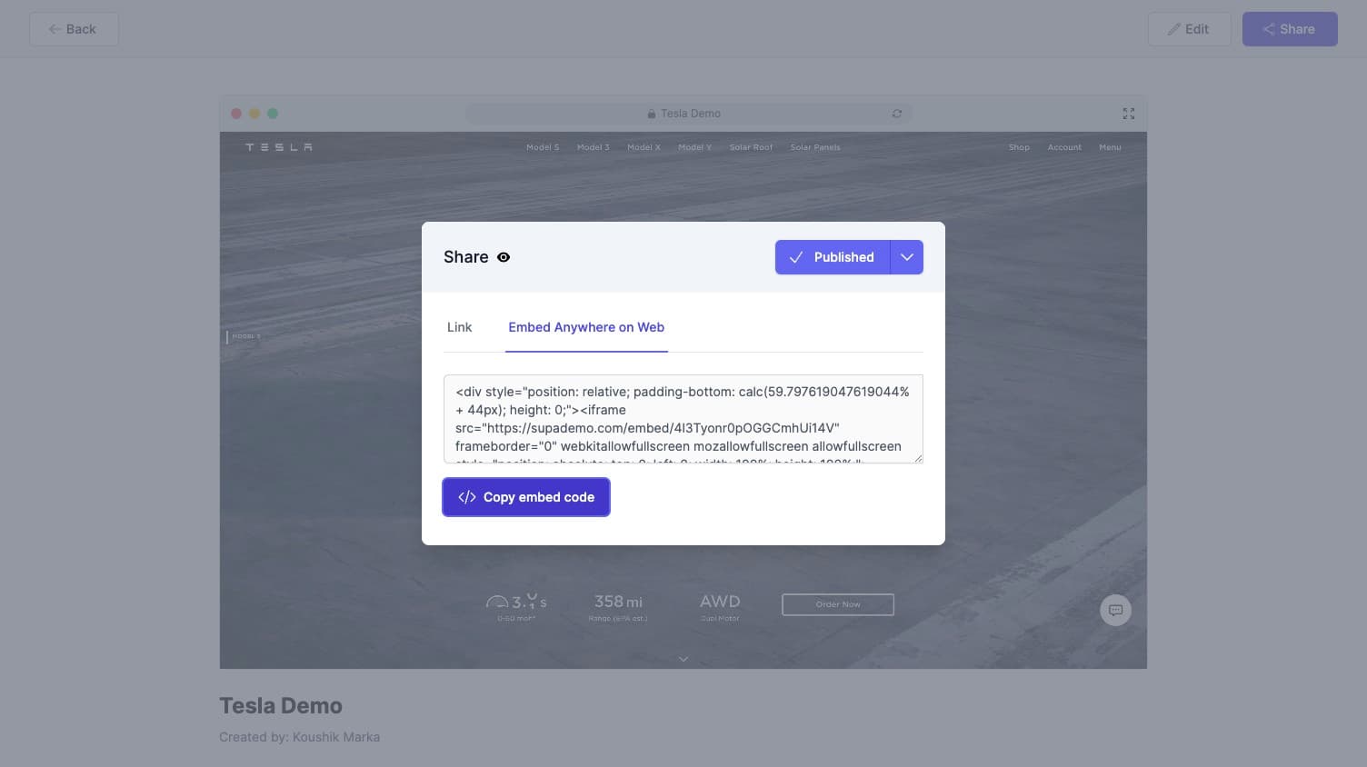 Copy embed code