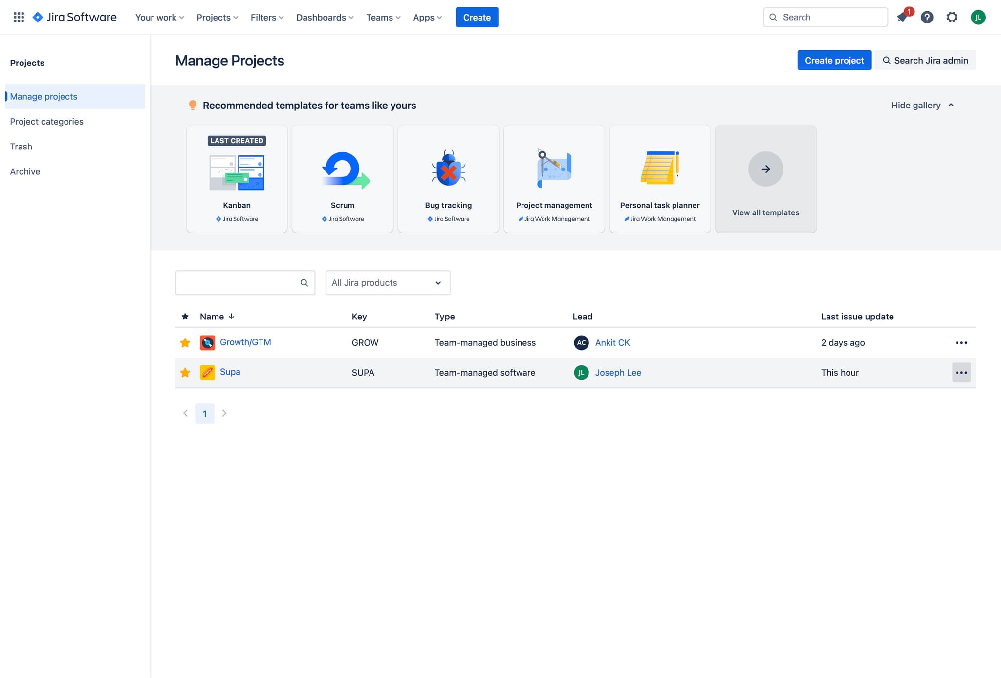 Select your project