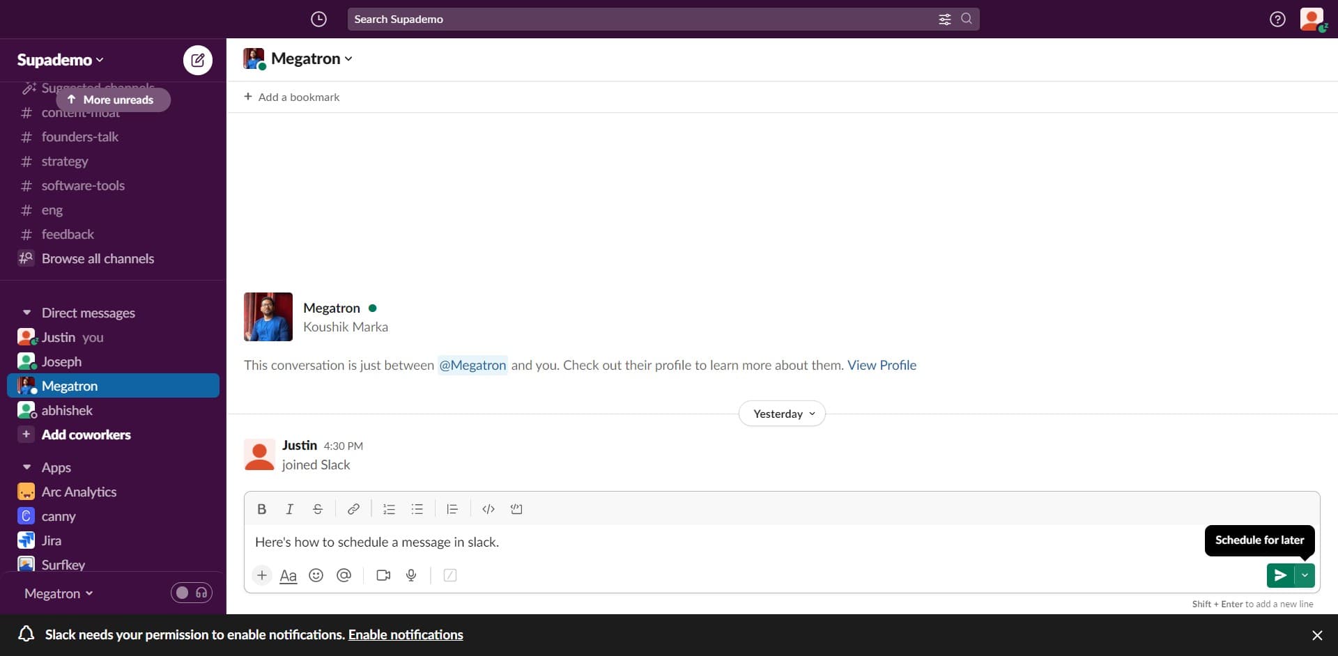 Initiate the scheduling interface