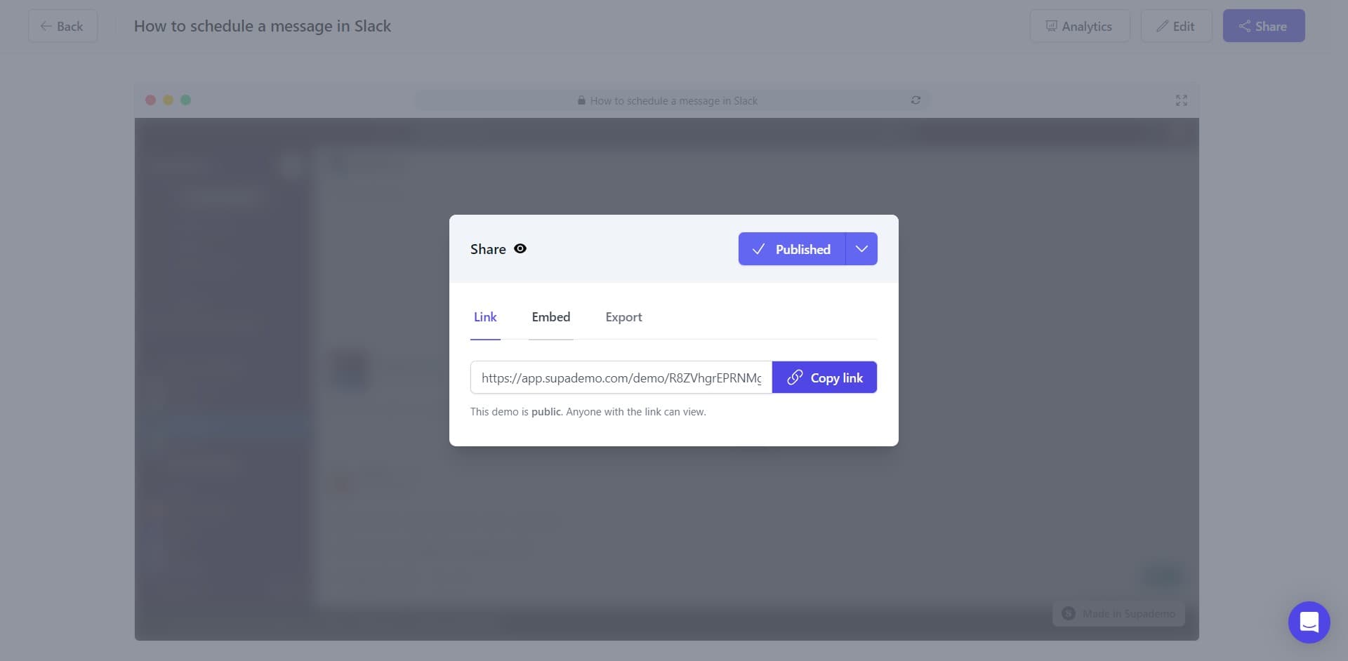 Click on Embed