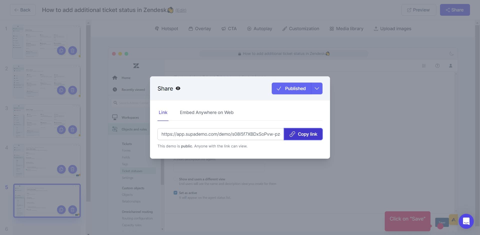 Copy your demo link
