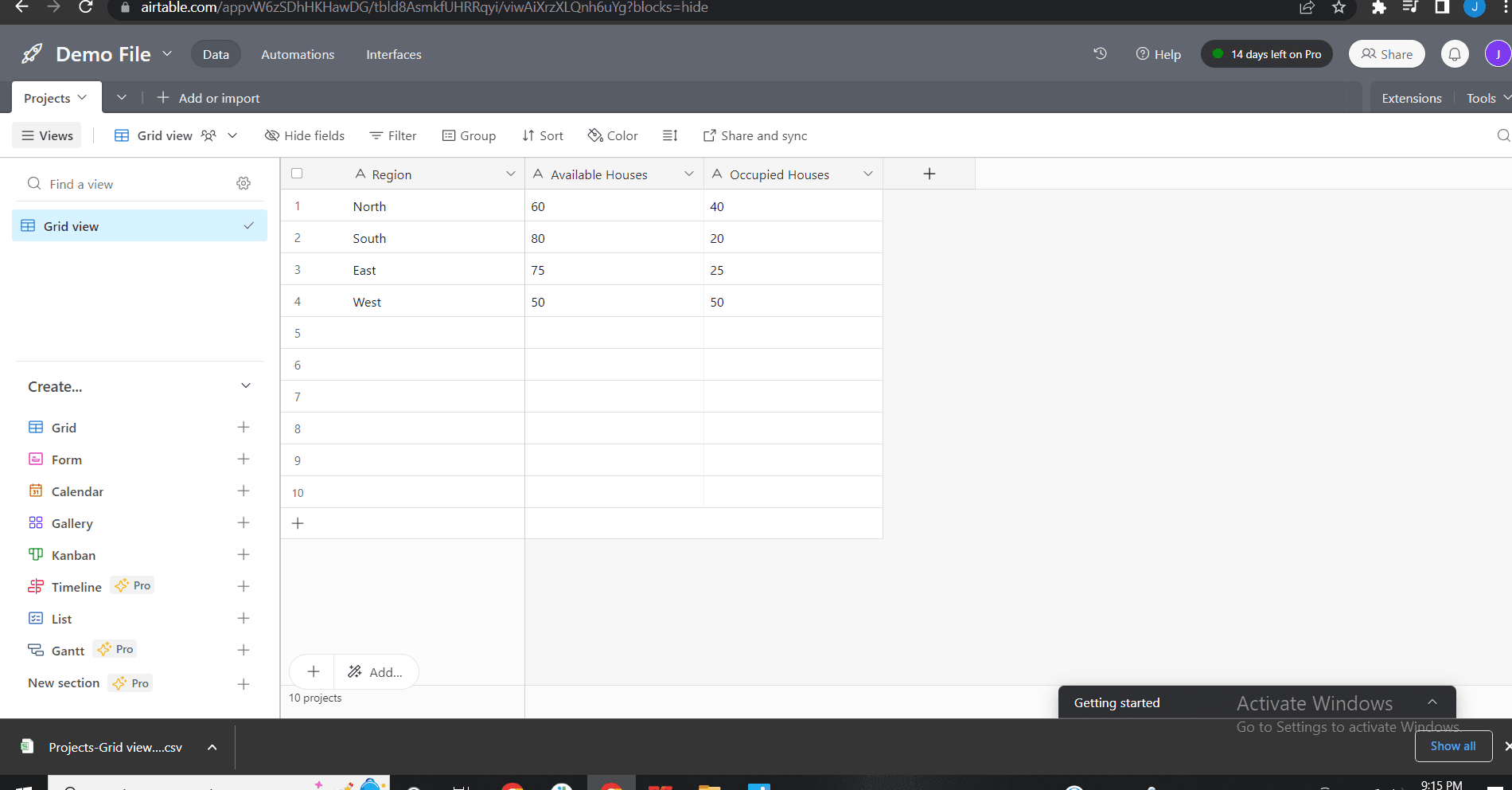 Upload to Excel