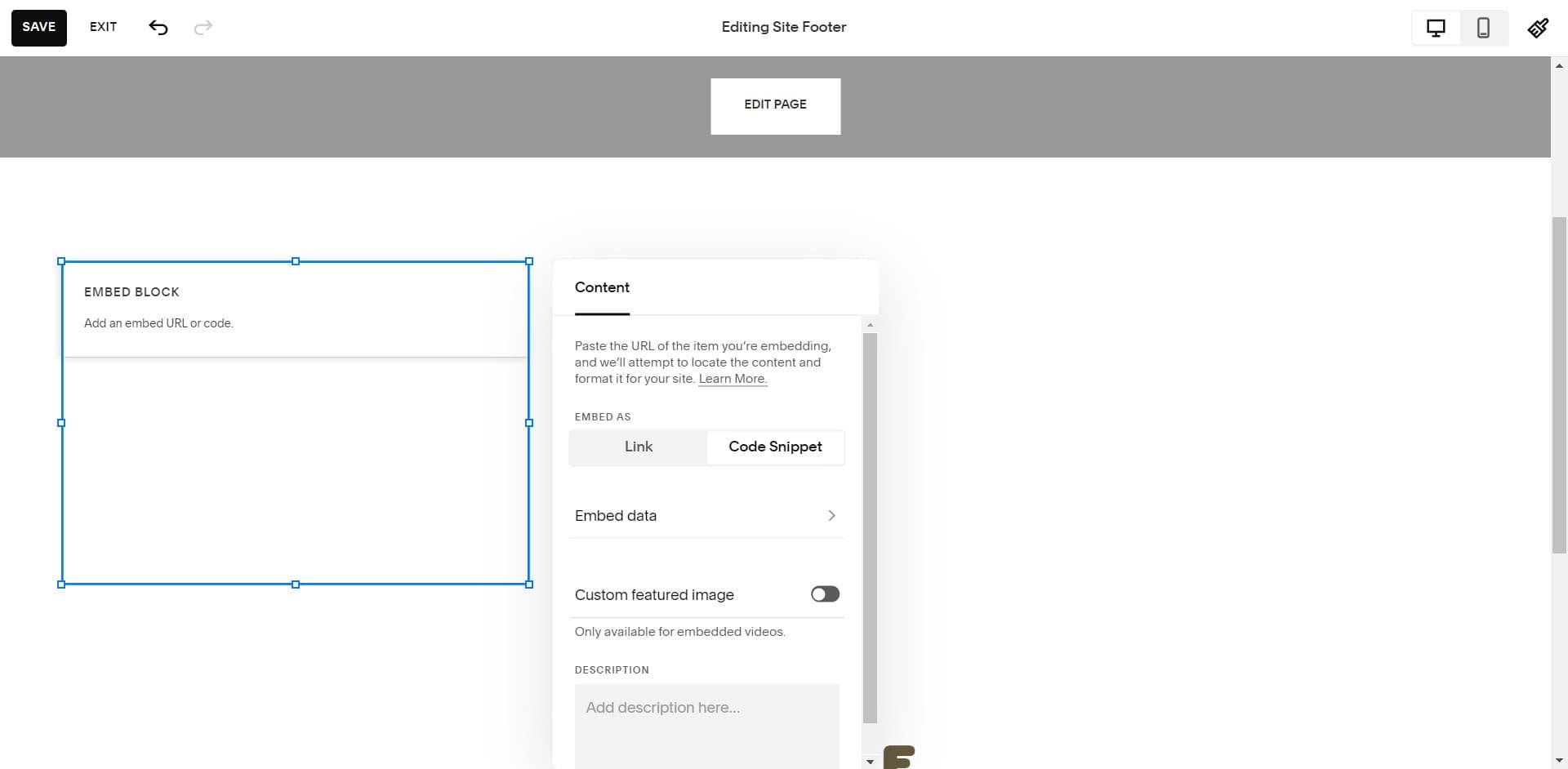Confirm Code Snippet selection