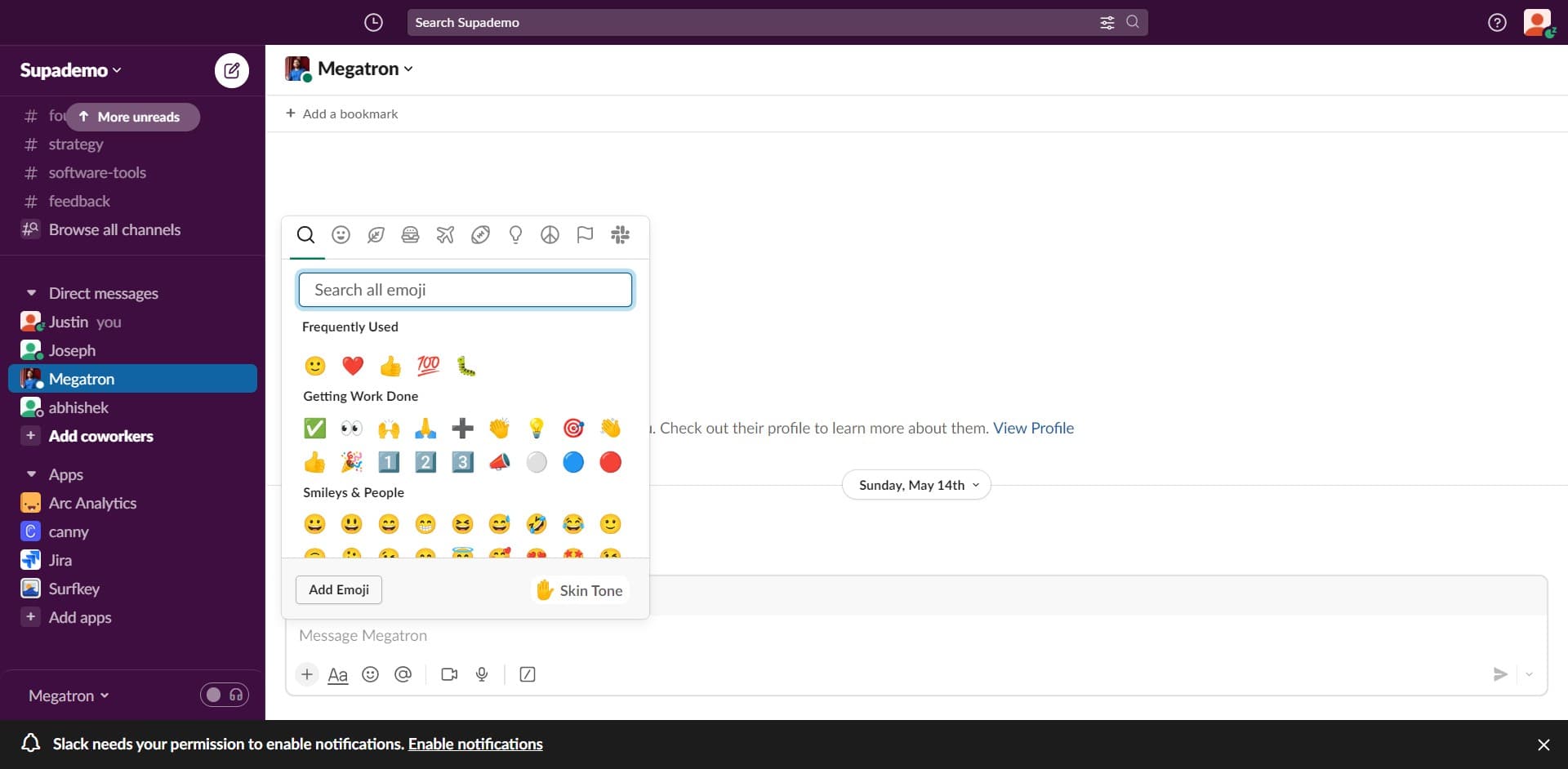 Navigate to emoji management