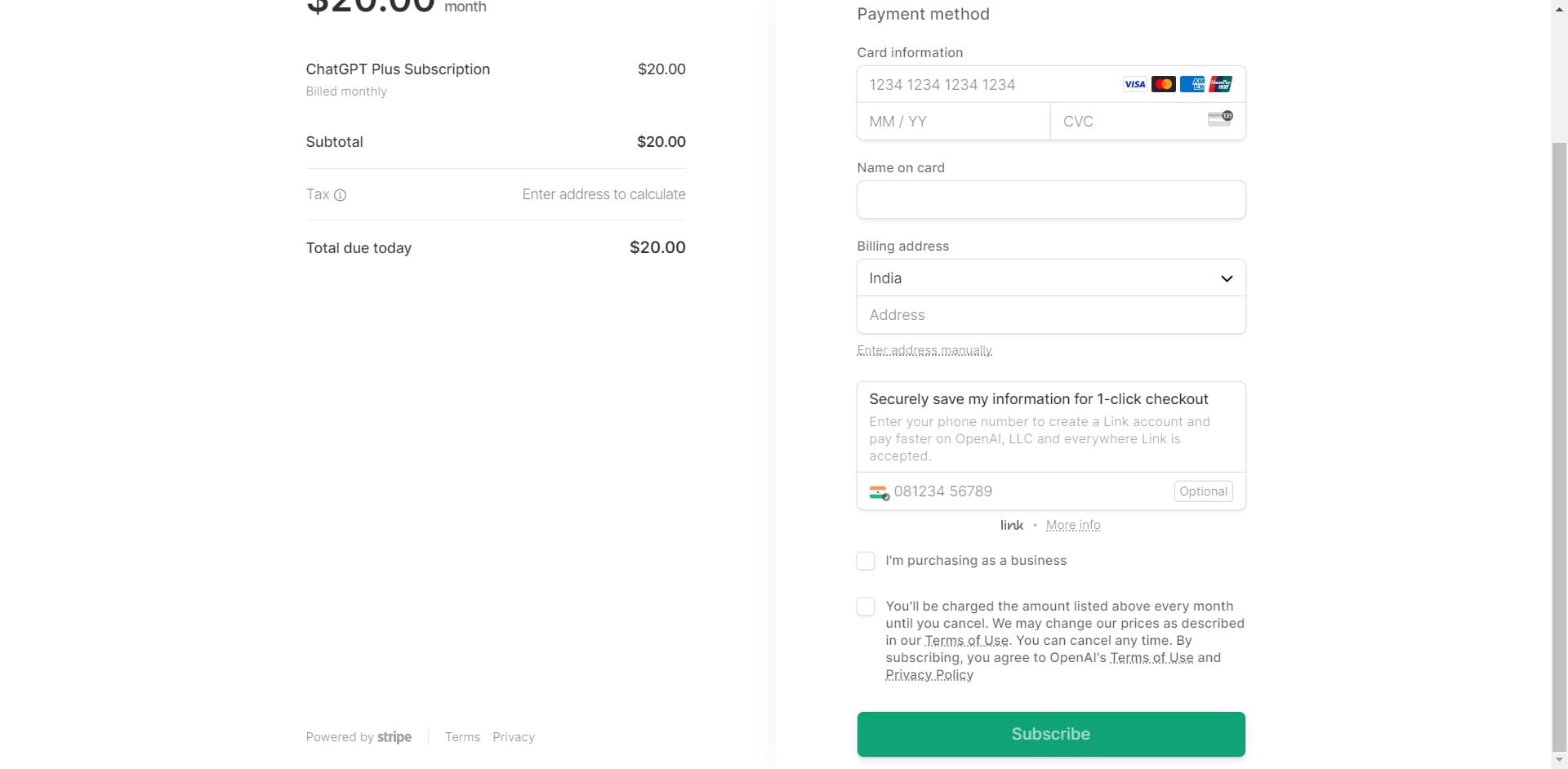 Complete payment process