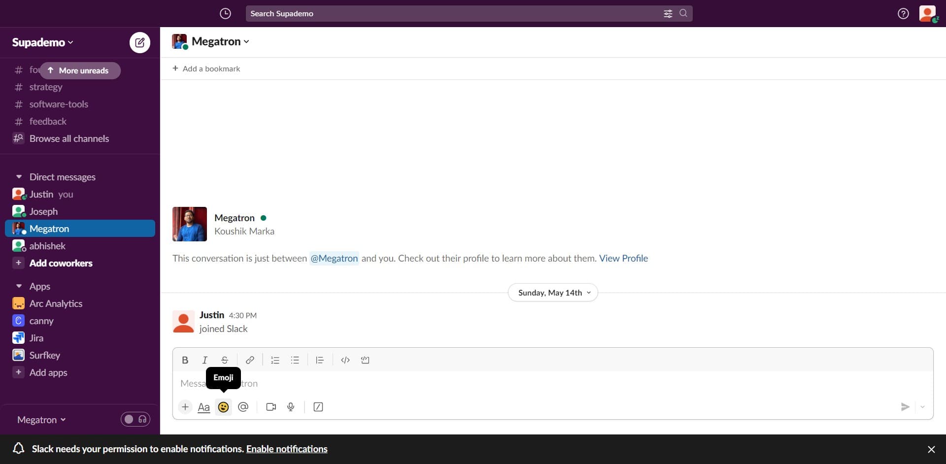 Confirm emoji creation