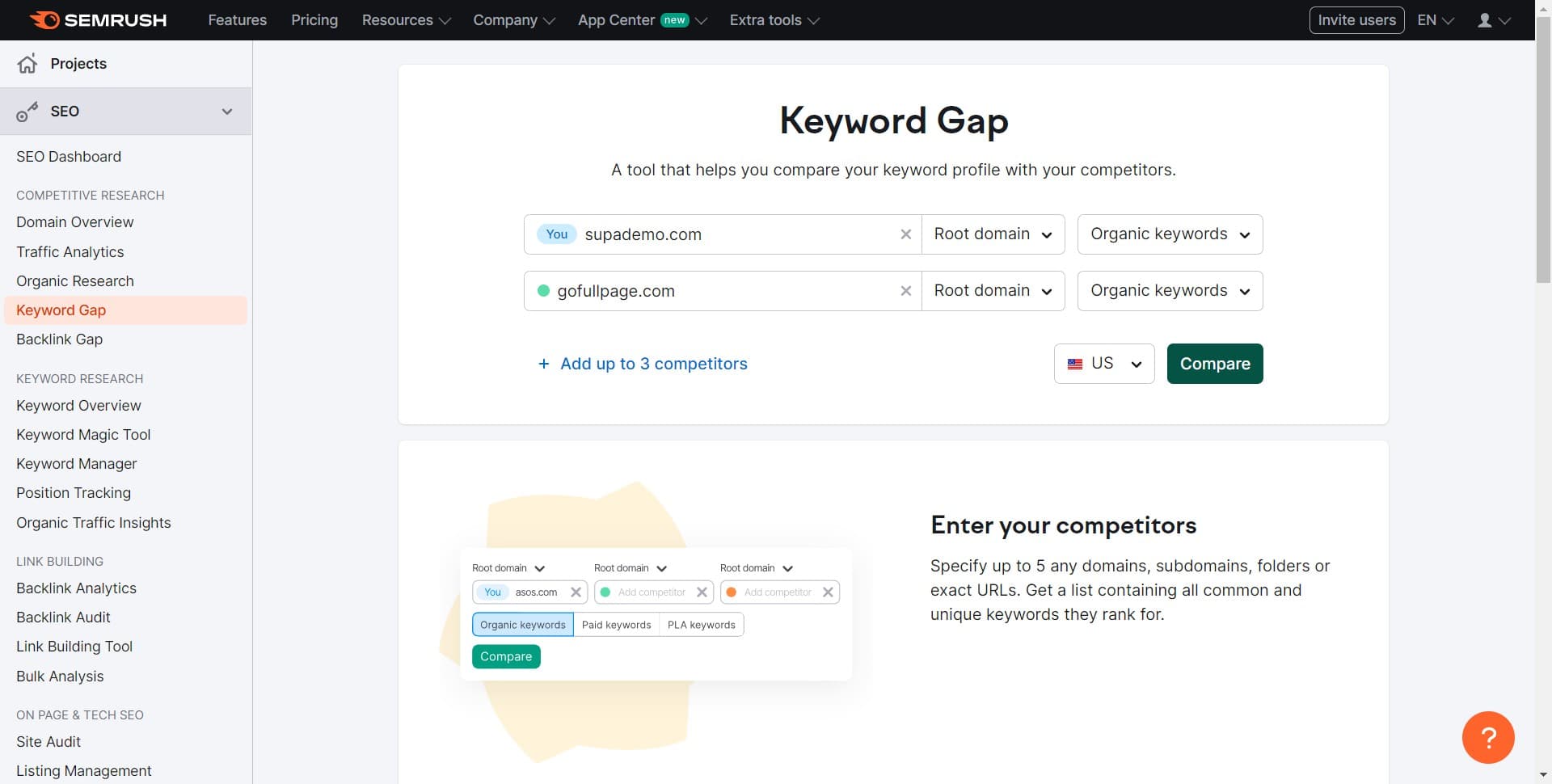 Click on Compare