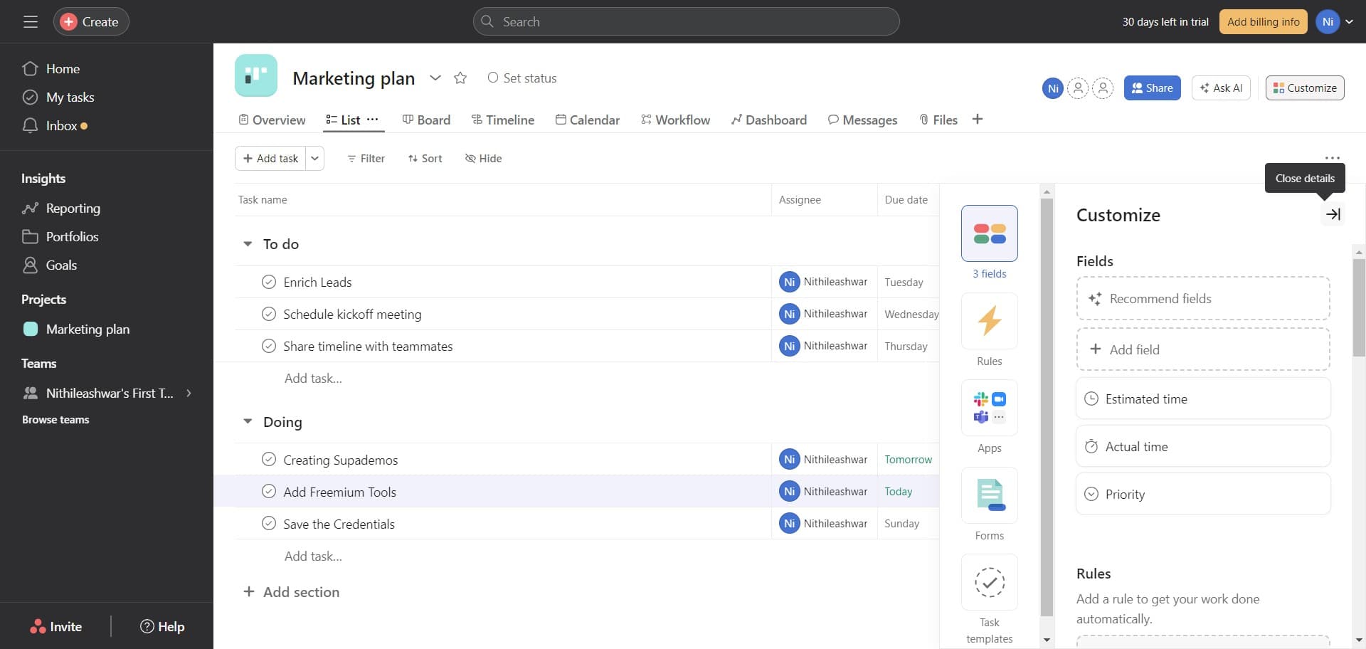 Access time input field one