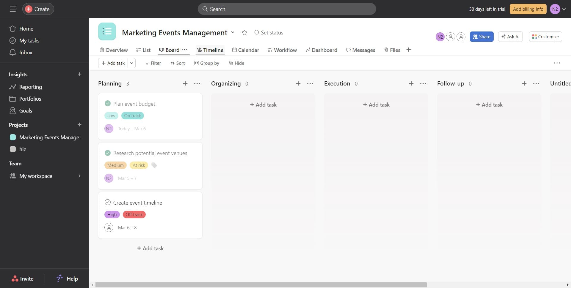 Switch to Timeline view