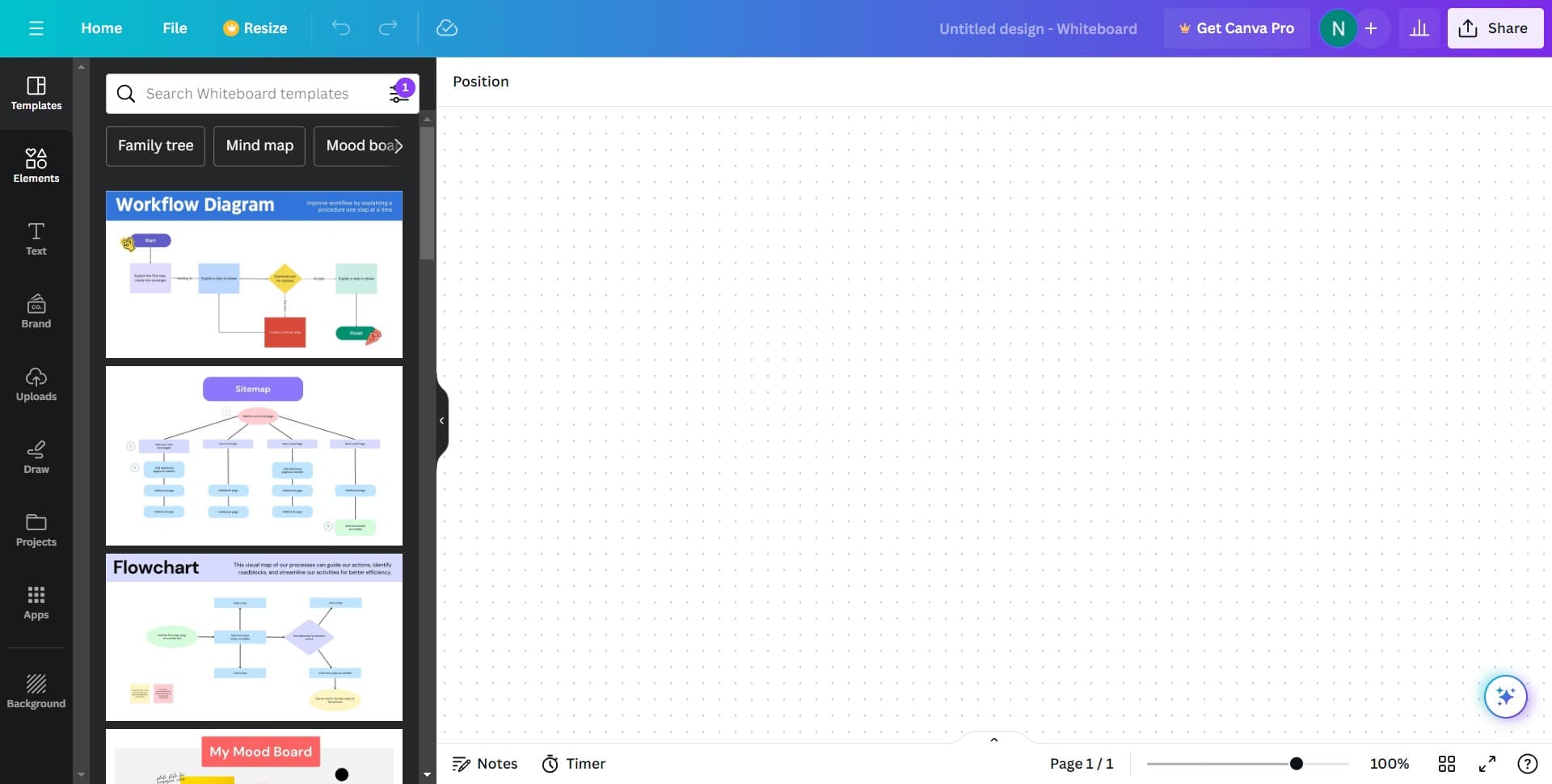 Access the shapes panel