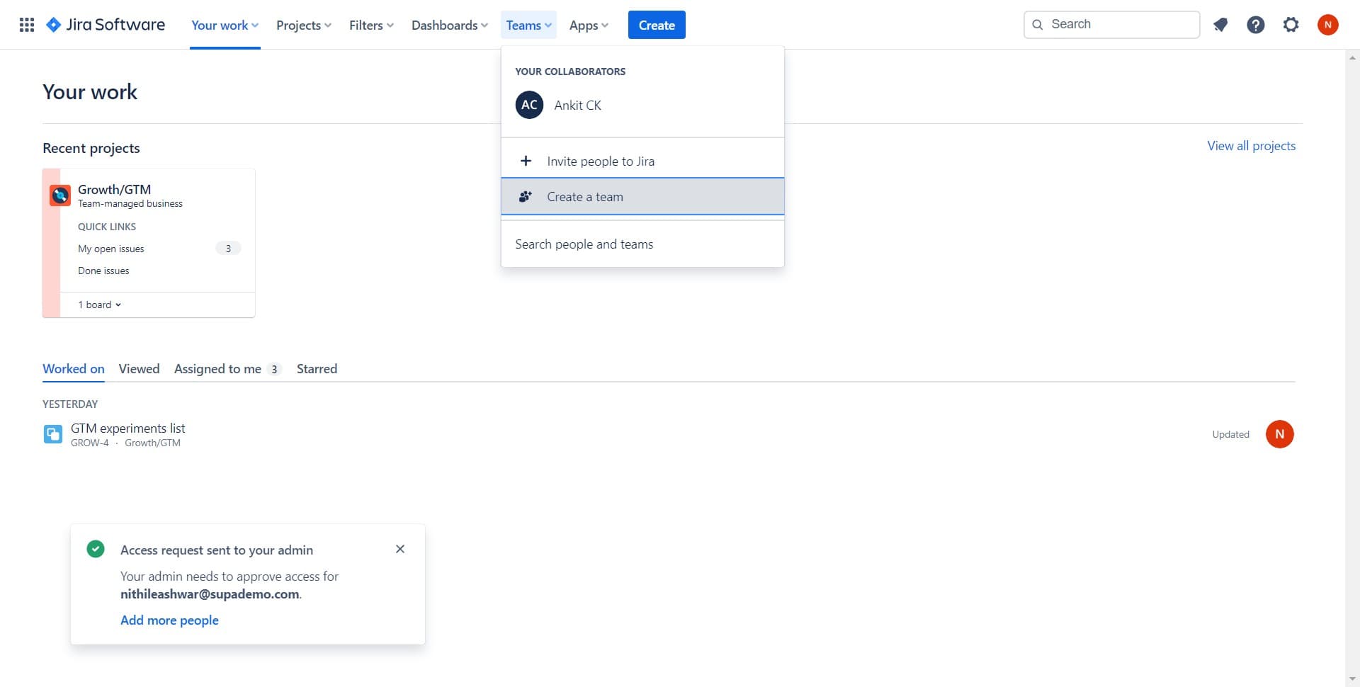 Click Create a team