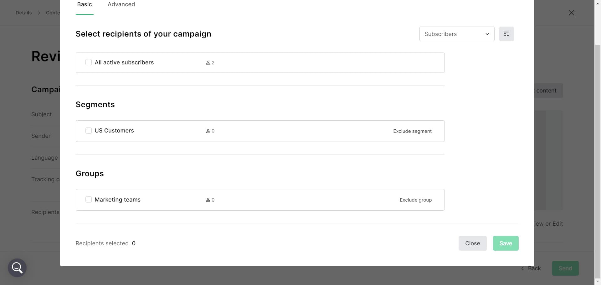 Configure second setting