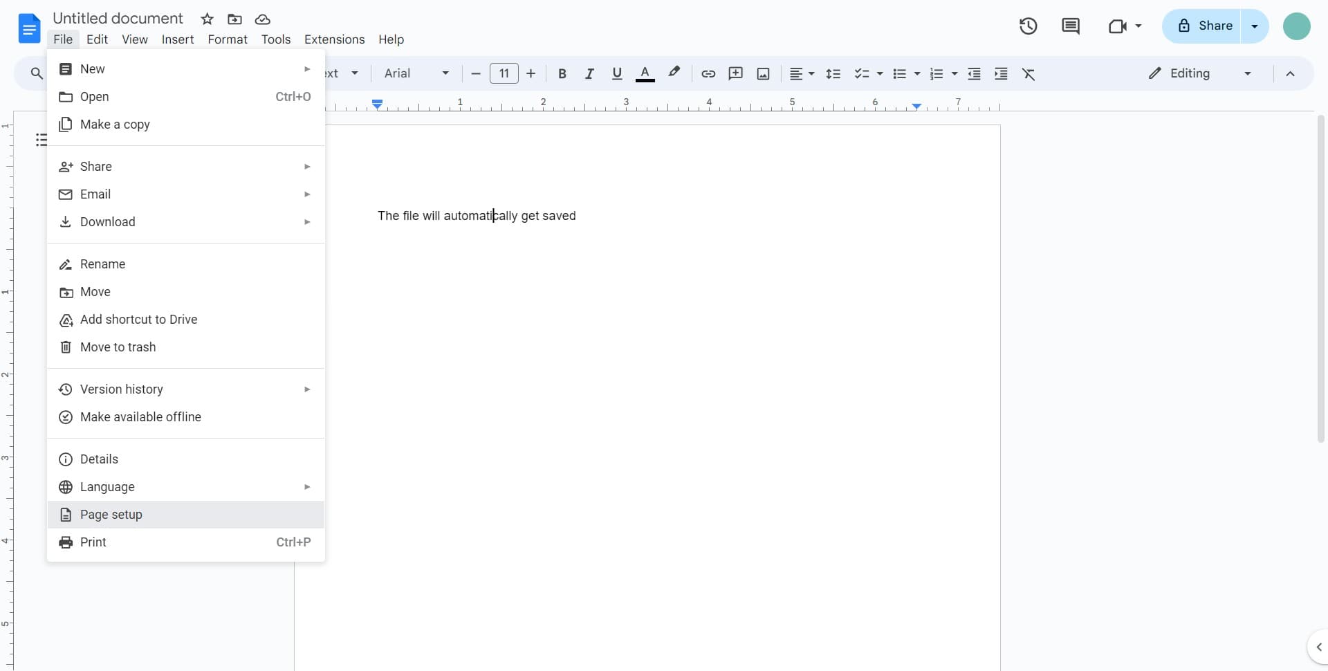 Select Page setup