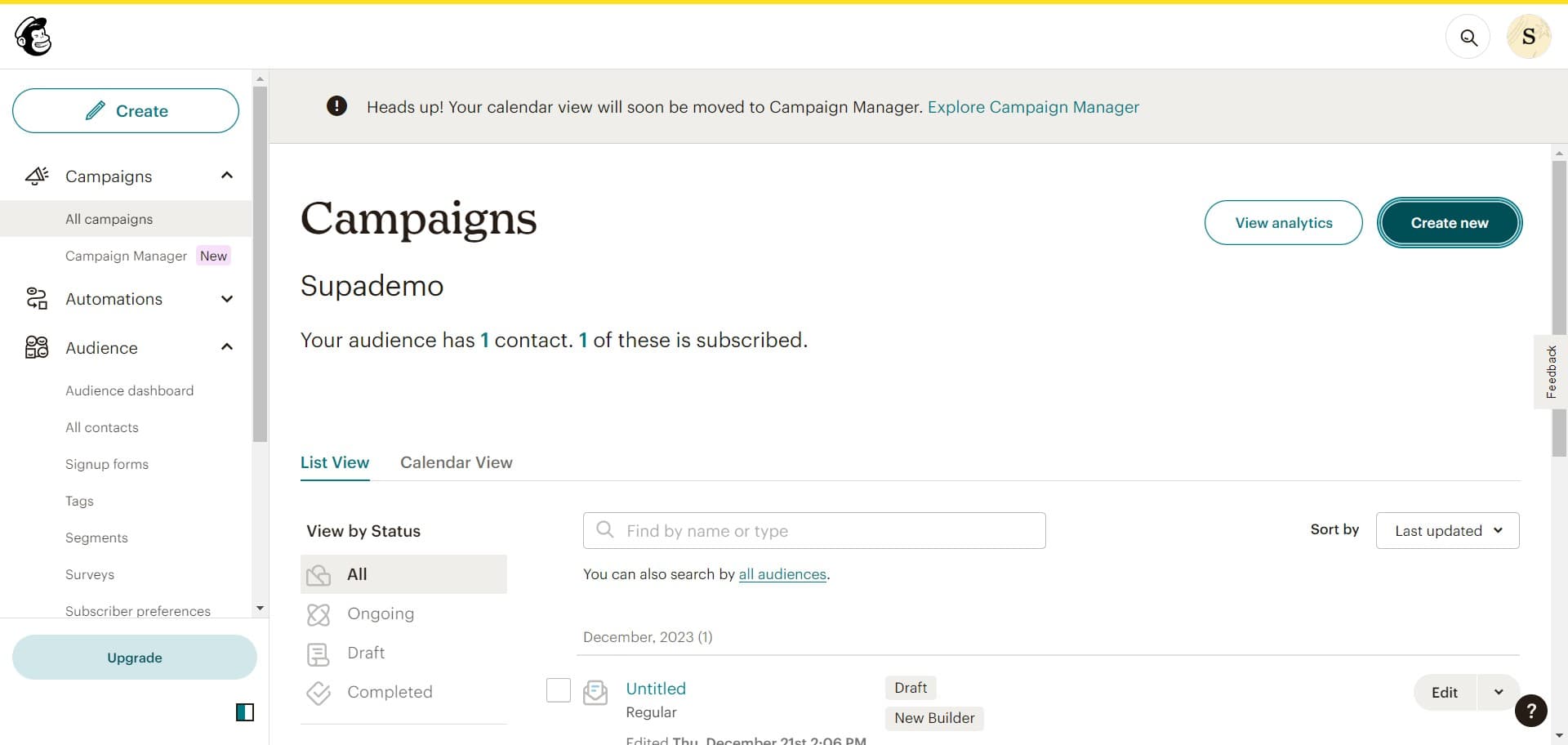 Begin creating a new campaign