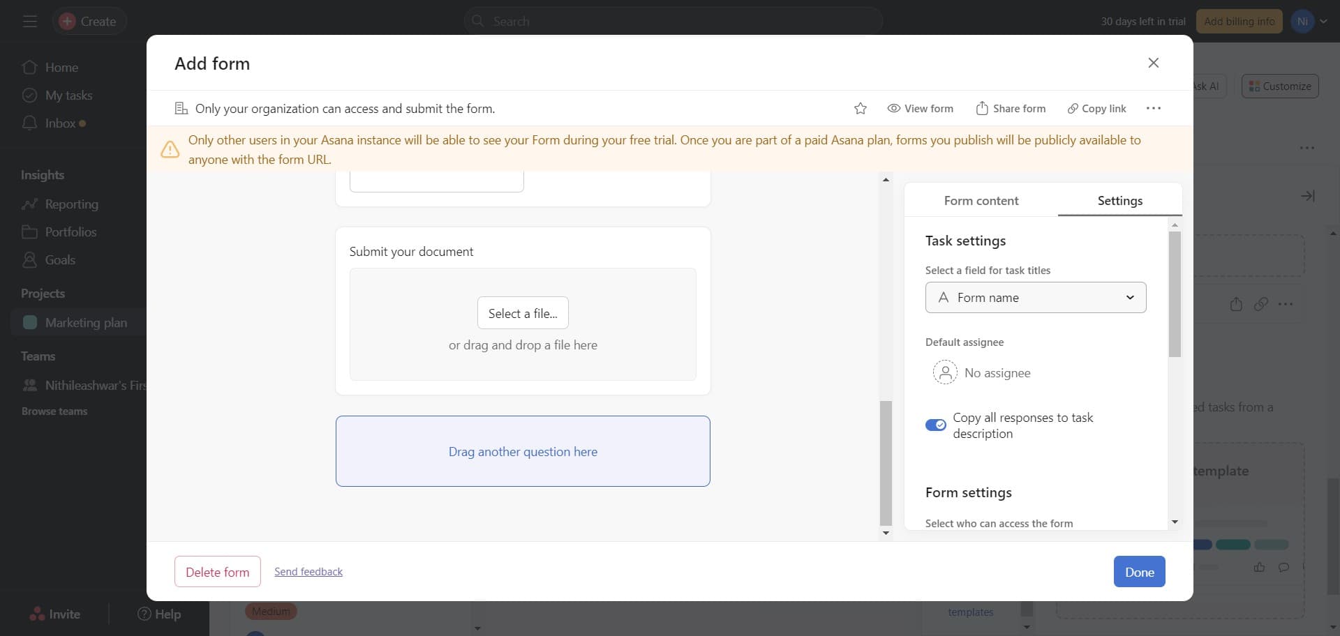 Click on Form name