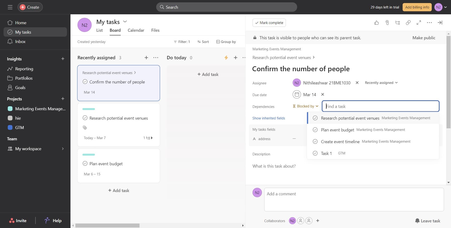 Link the parent task