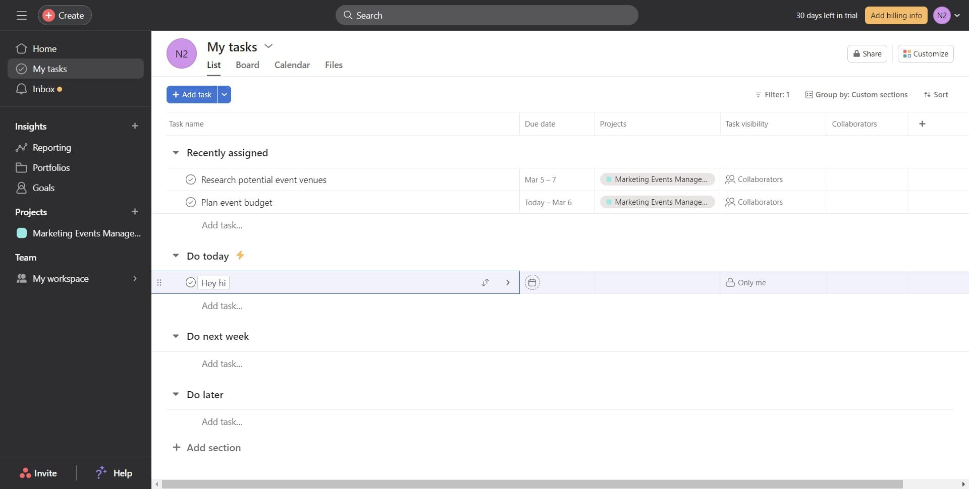 Enter task title and details