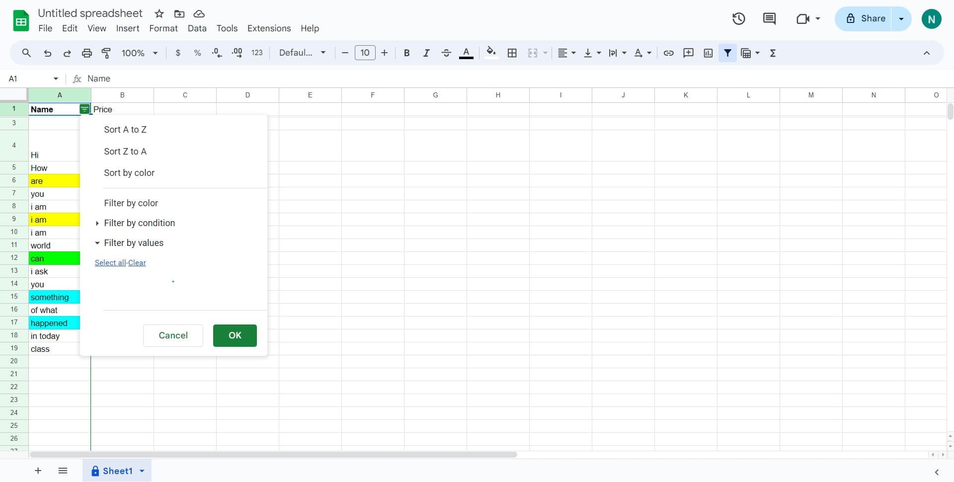 Open the Data menu