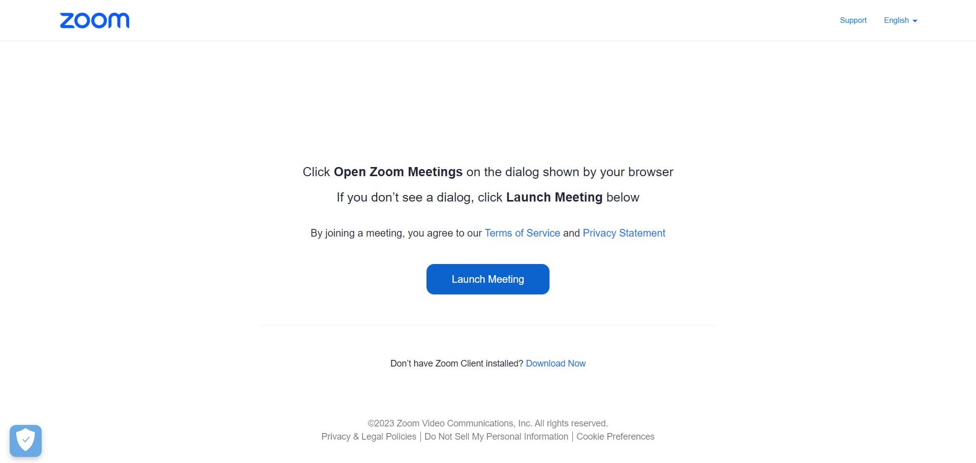 Click Launch Meeting