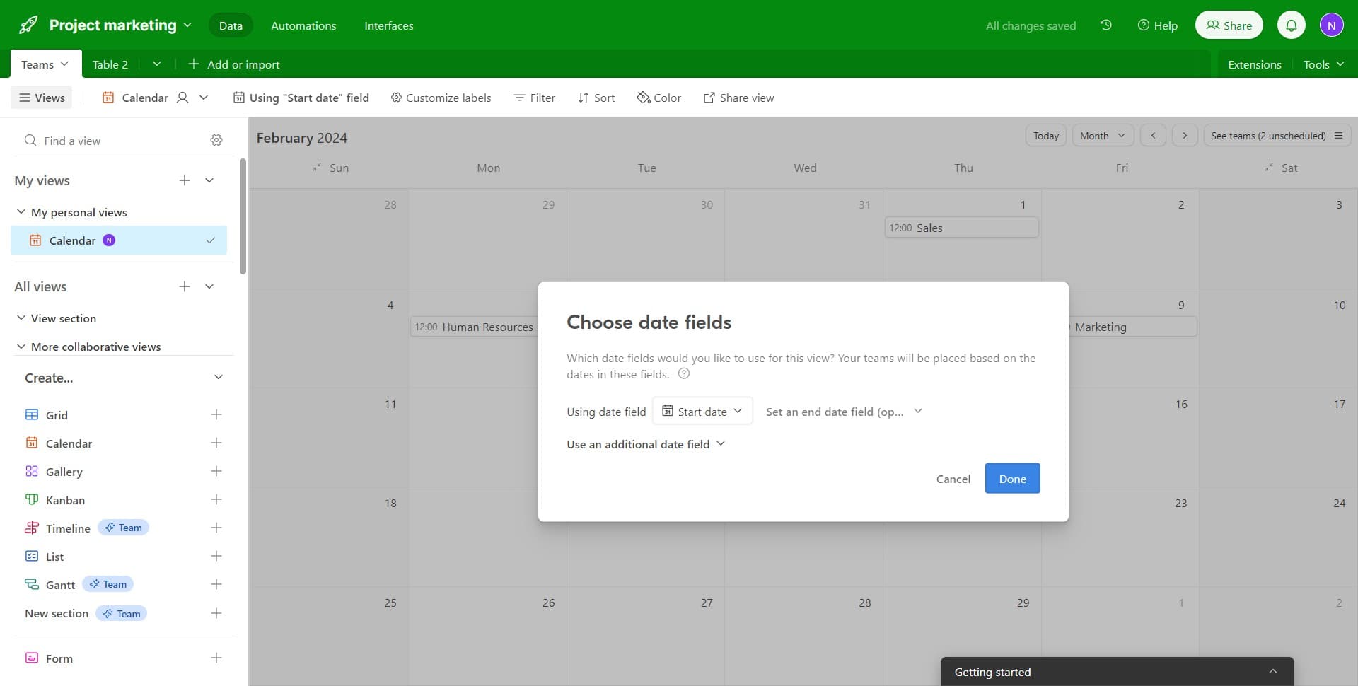 Finalize the calendar setup