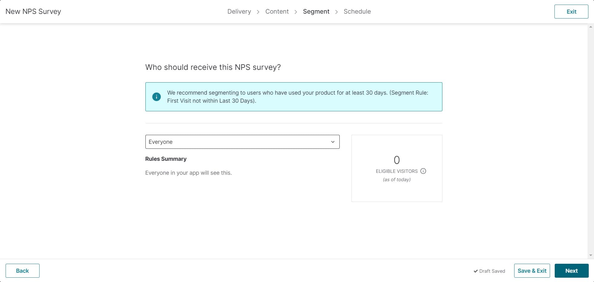 Move to survey duration settings