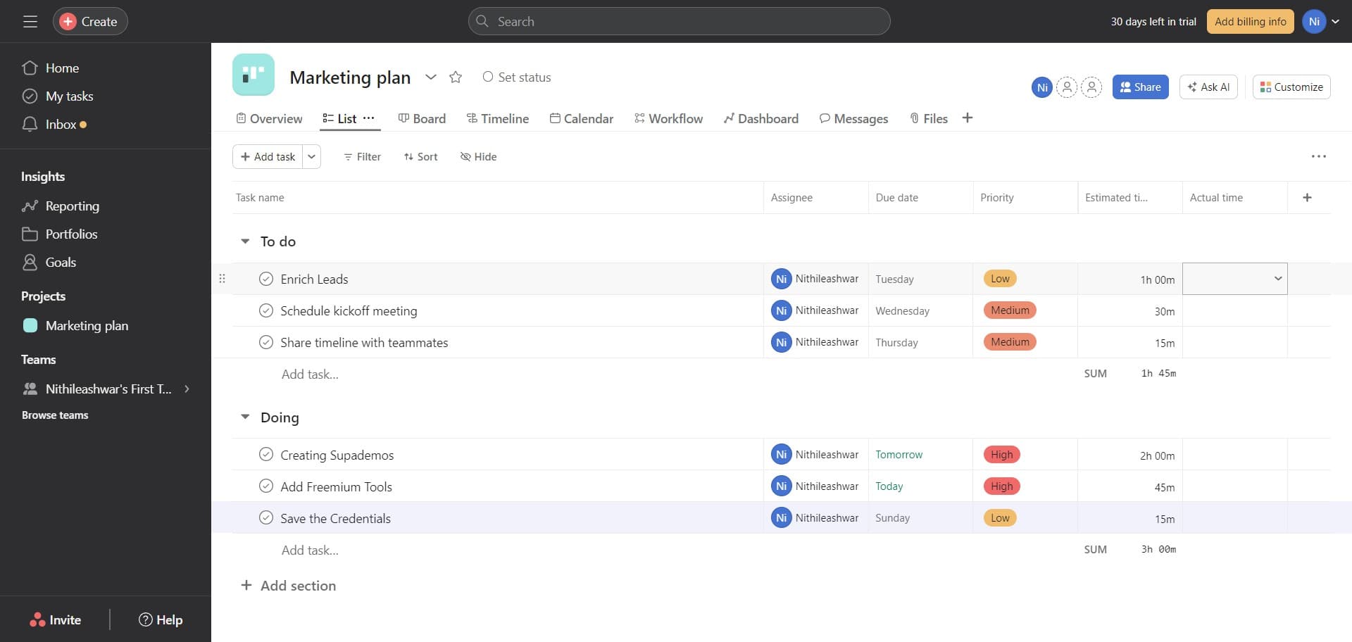 Access time input field three