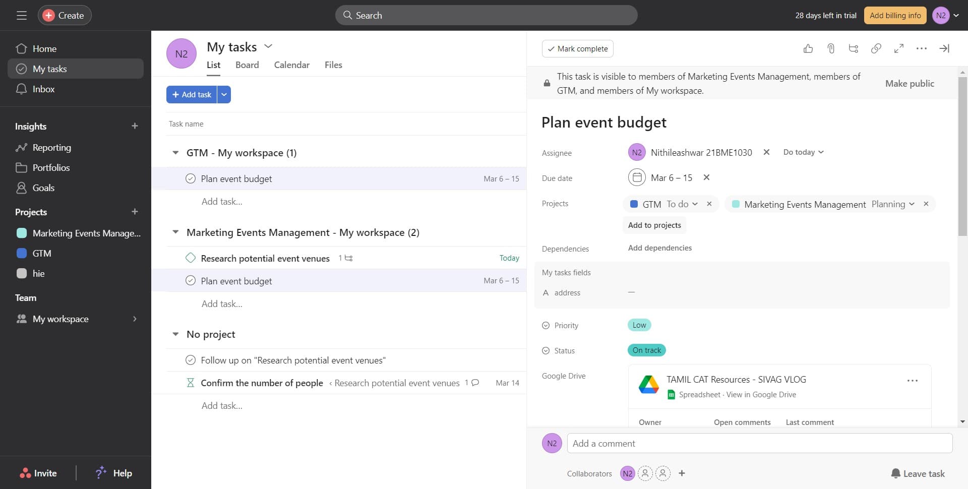 Confirm projects with 'Add to projects'