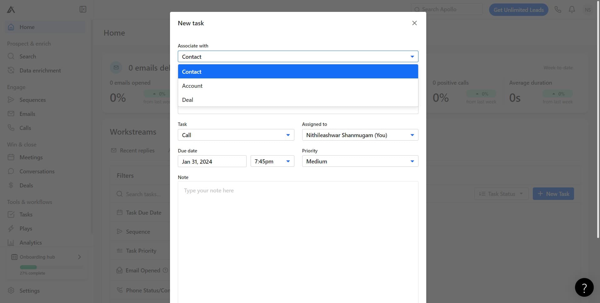 Click on Contact