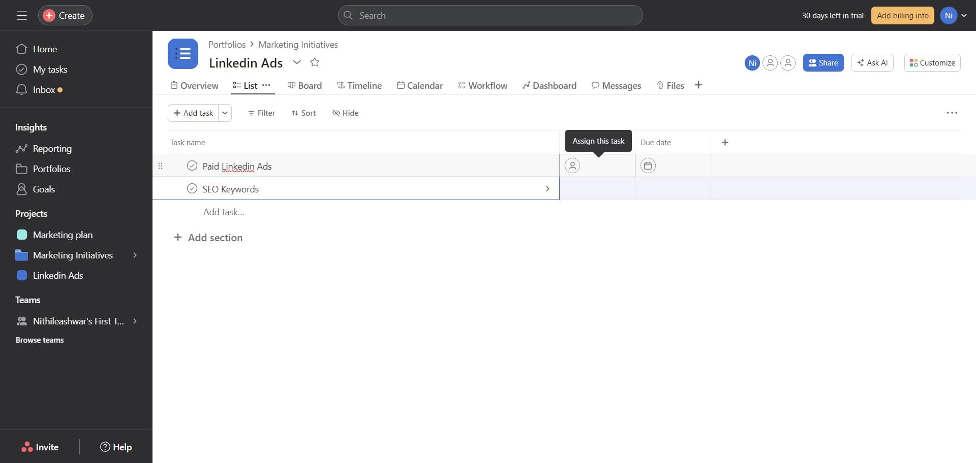 Enter task details