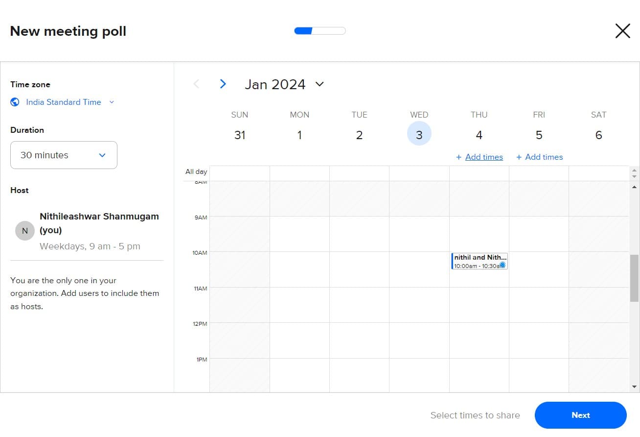 Click on Add times