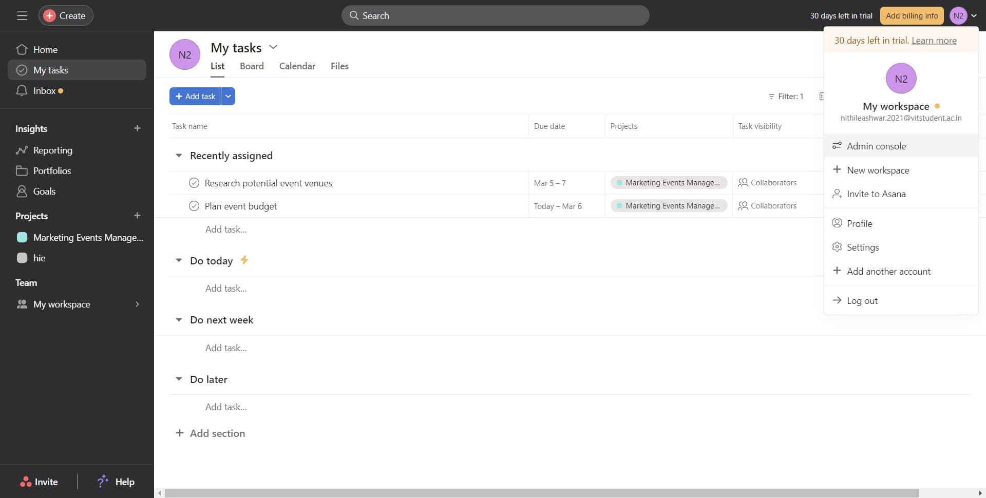 Open Admin console