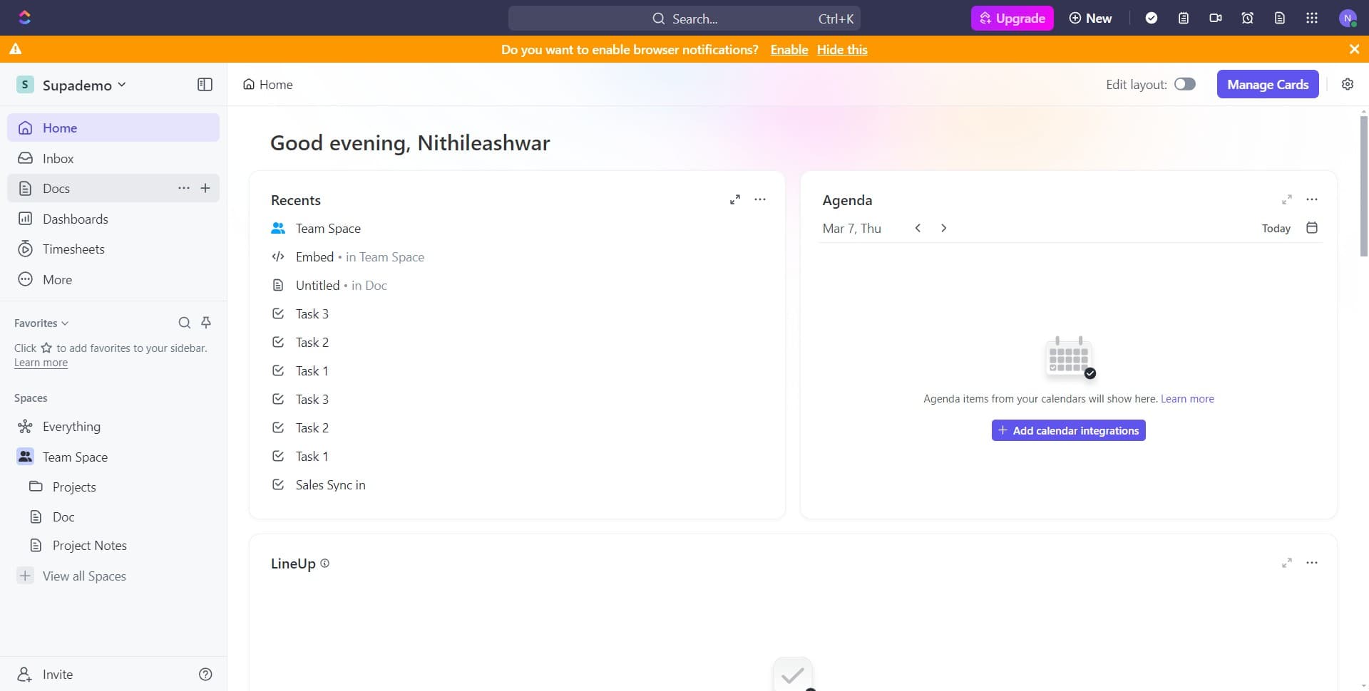 Click on Docs tab