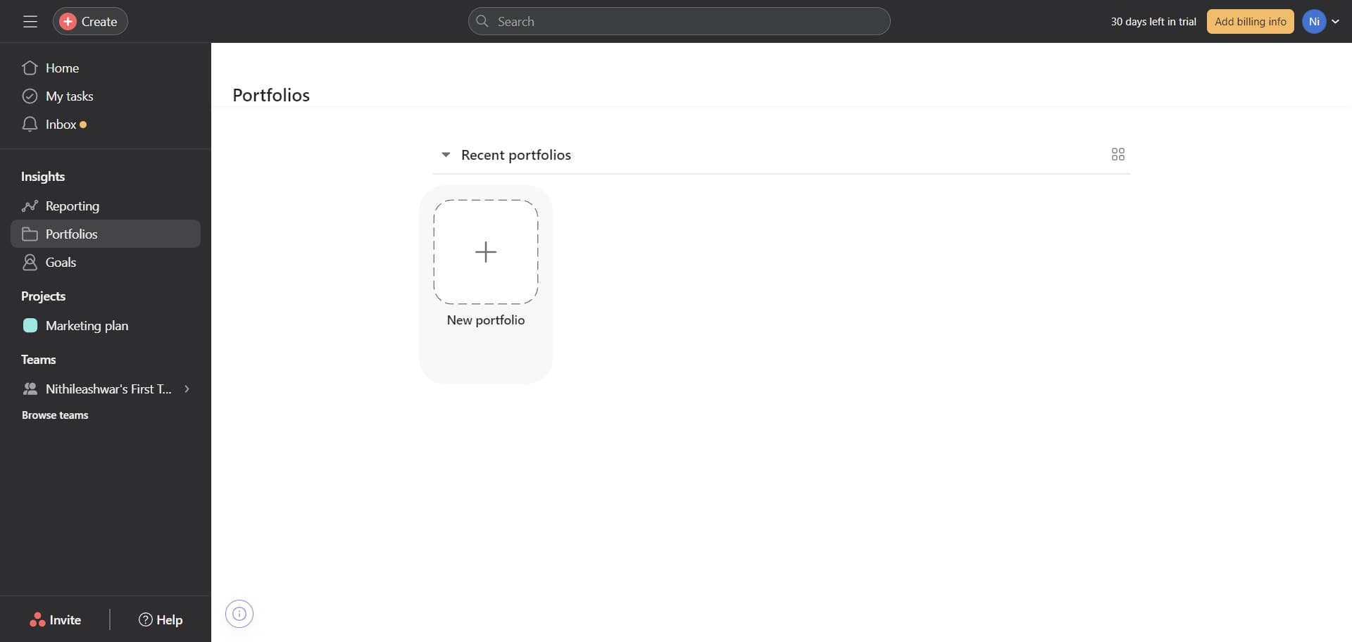 Open the portfolio creation flow