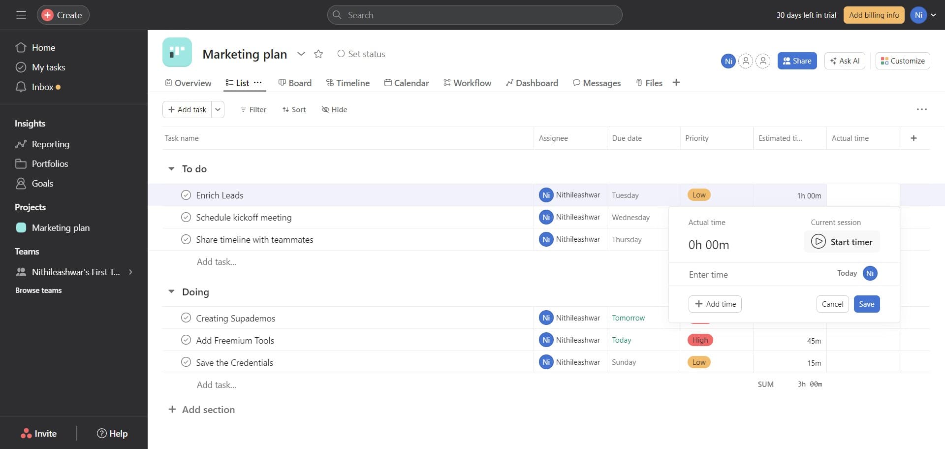 Access time input field four