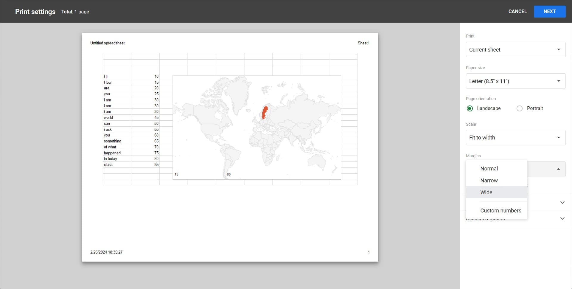 Select Wide margins