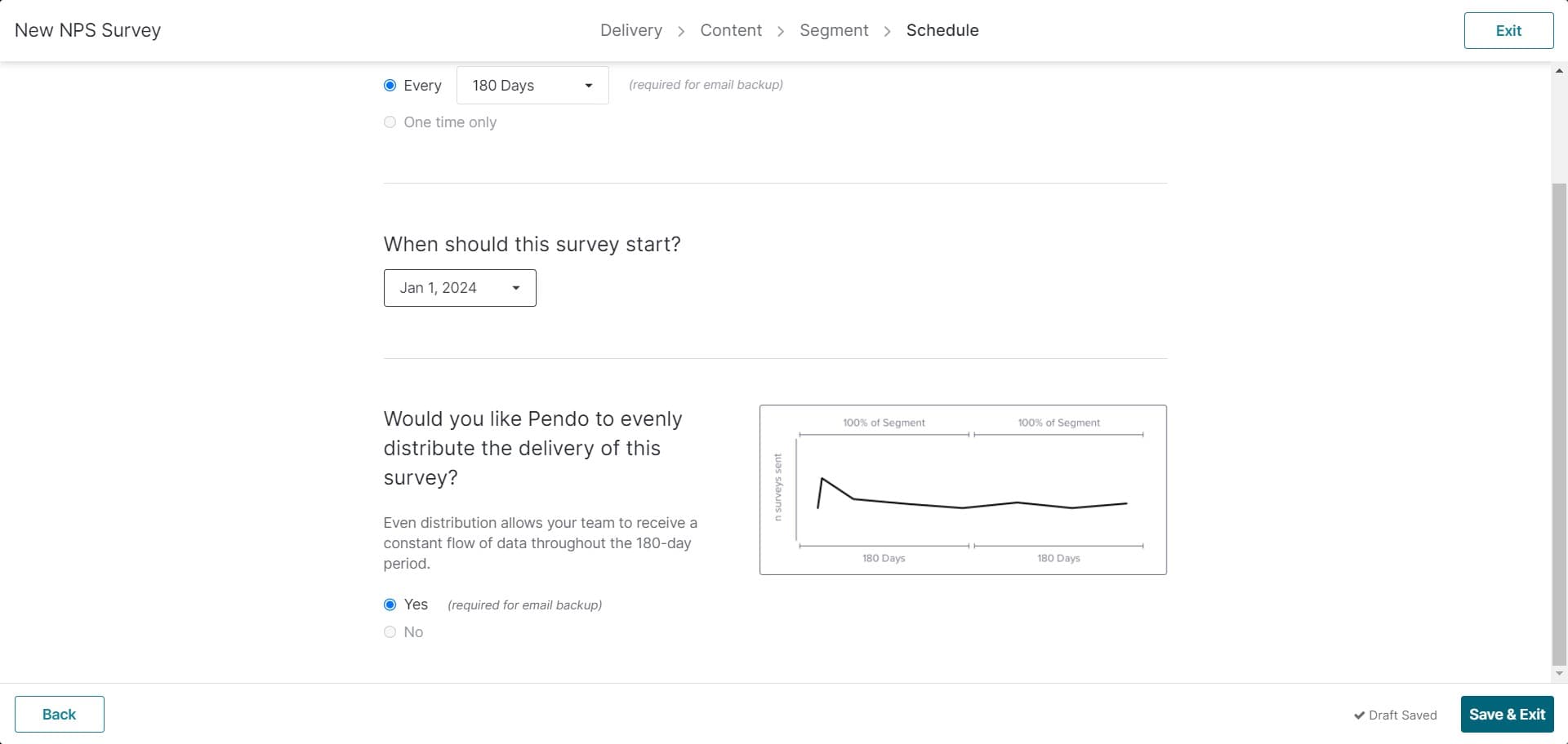 Save and exit survey setup