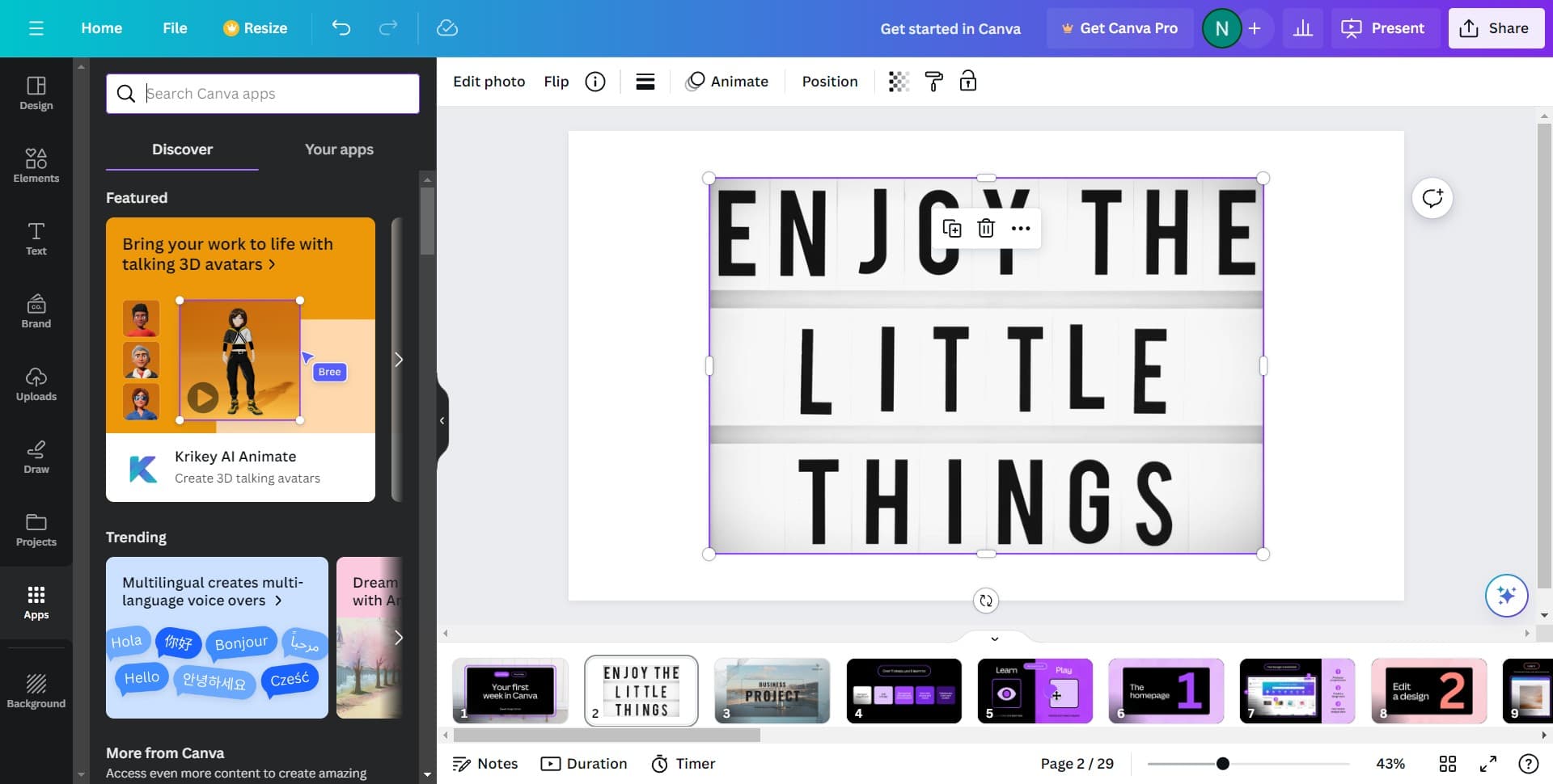 Open the text menu