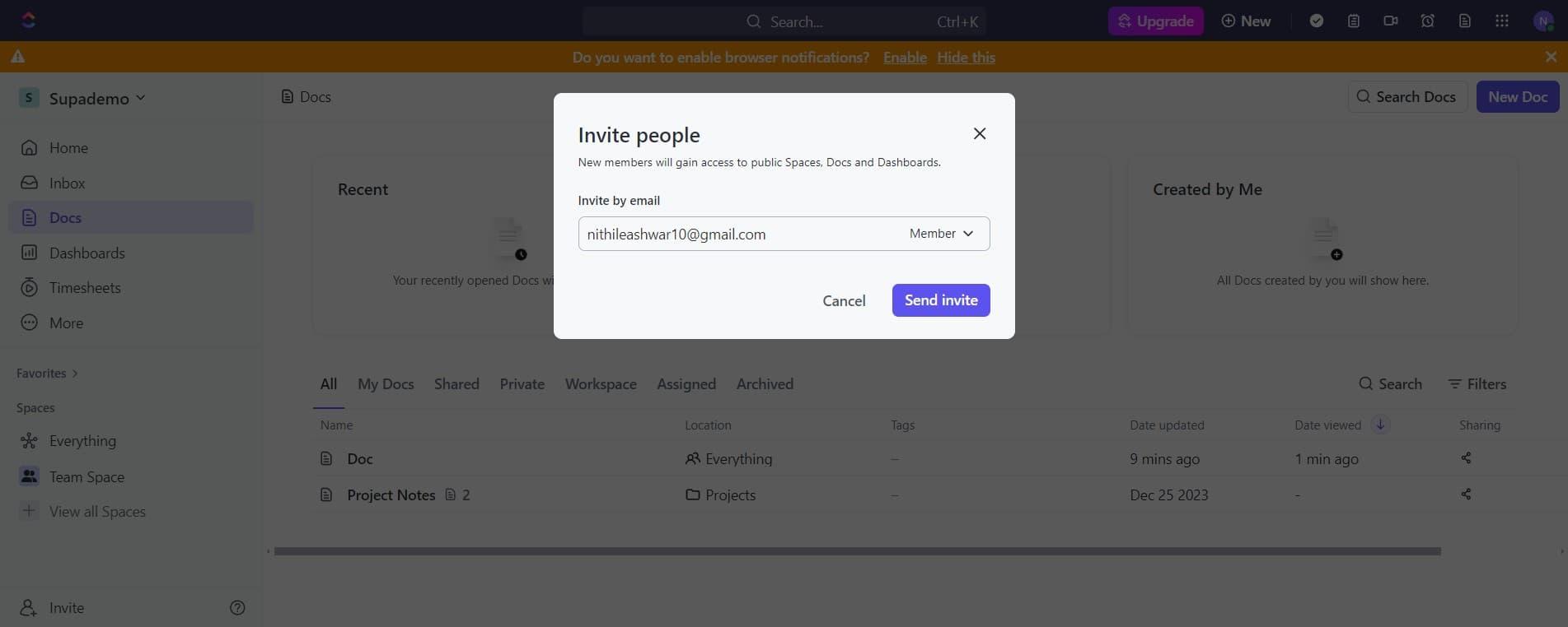 Send the invitation