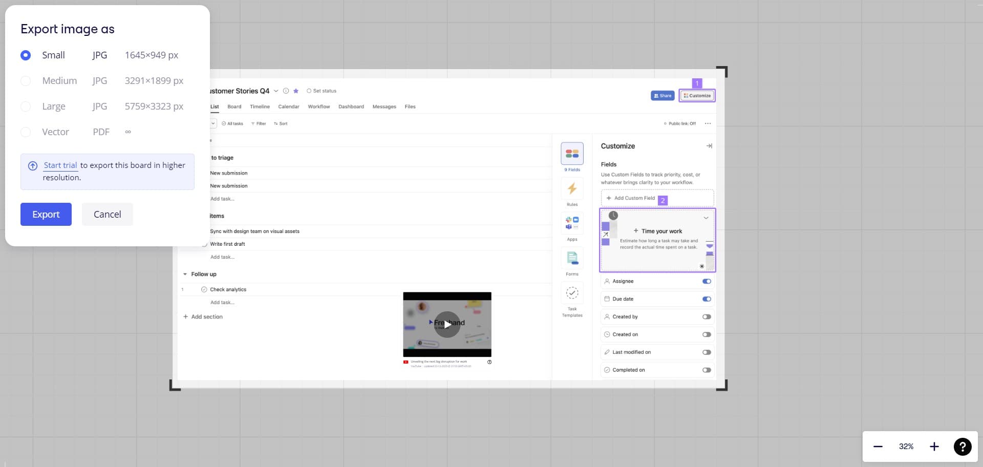 Click on Export