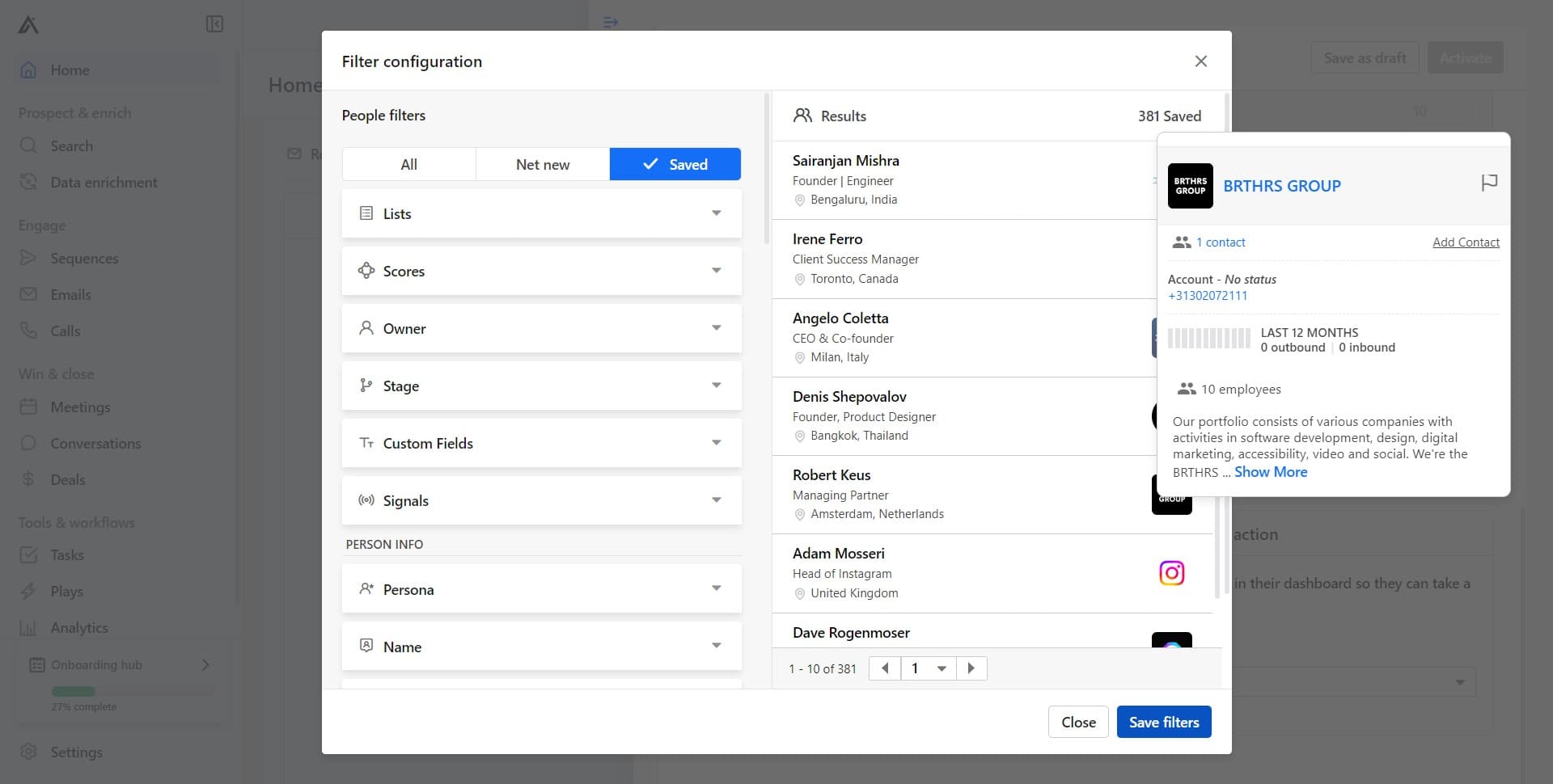 Save your filter configuration