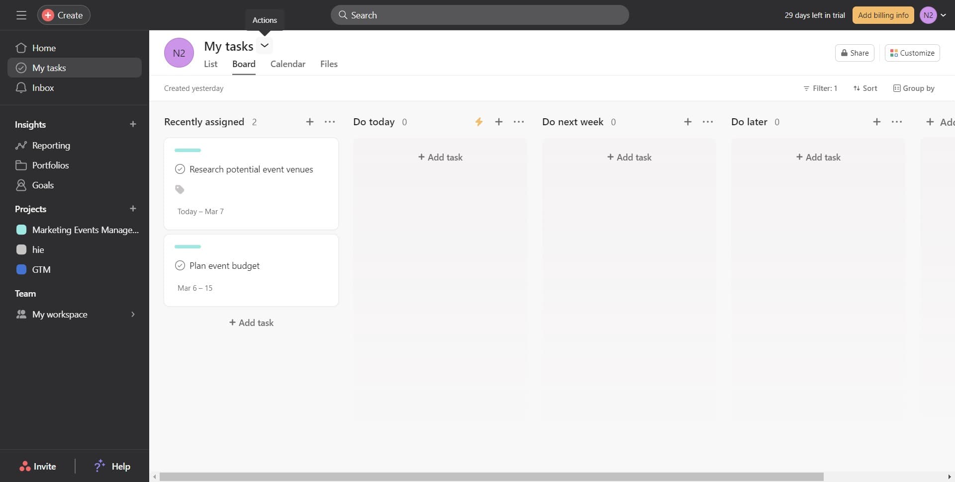 Access the options menu