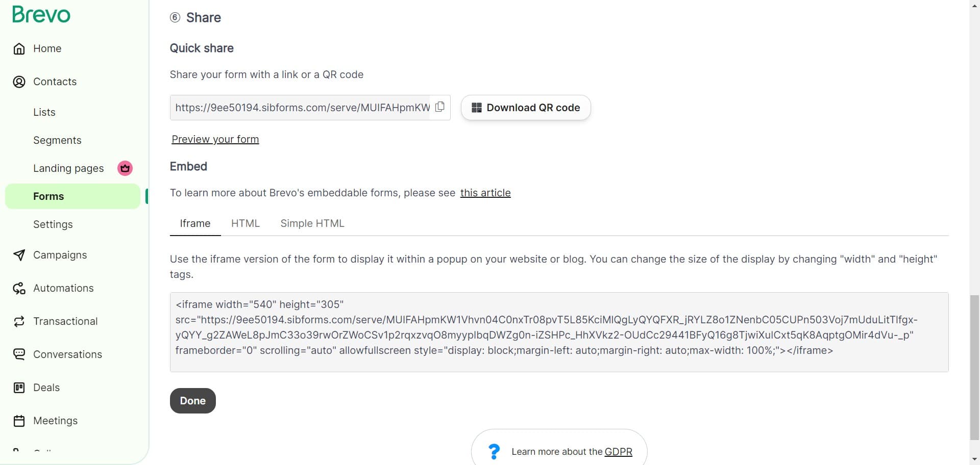 Publish the form