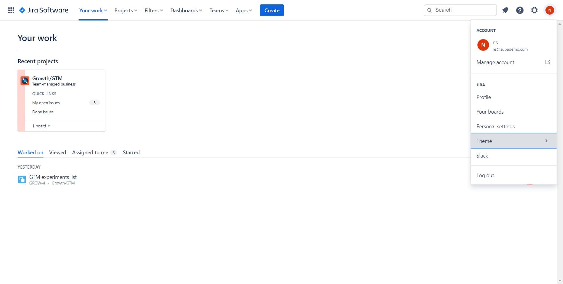 Click on Theme