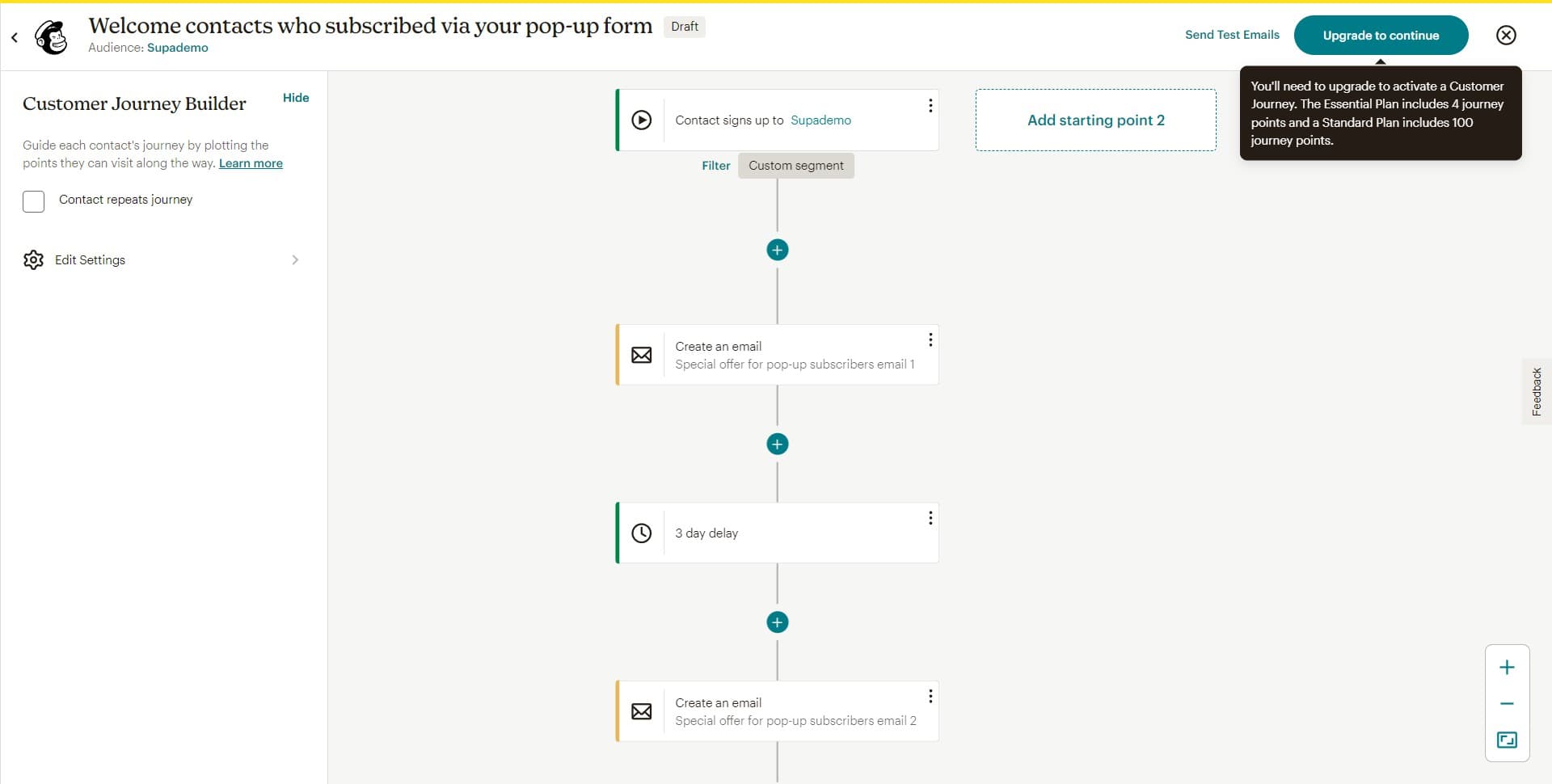 Choose Contact signs up trigger