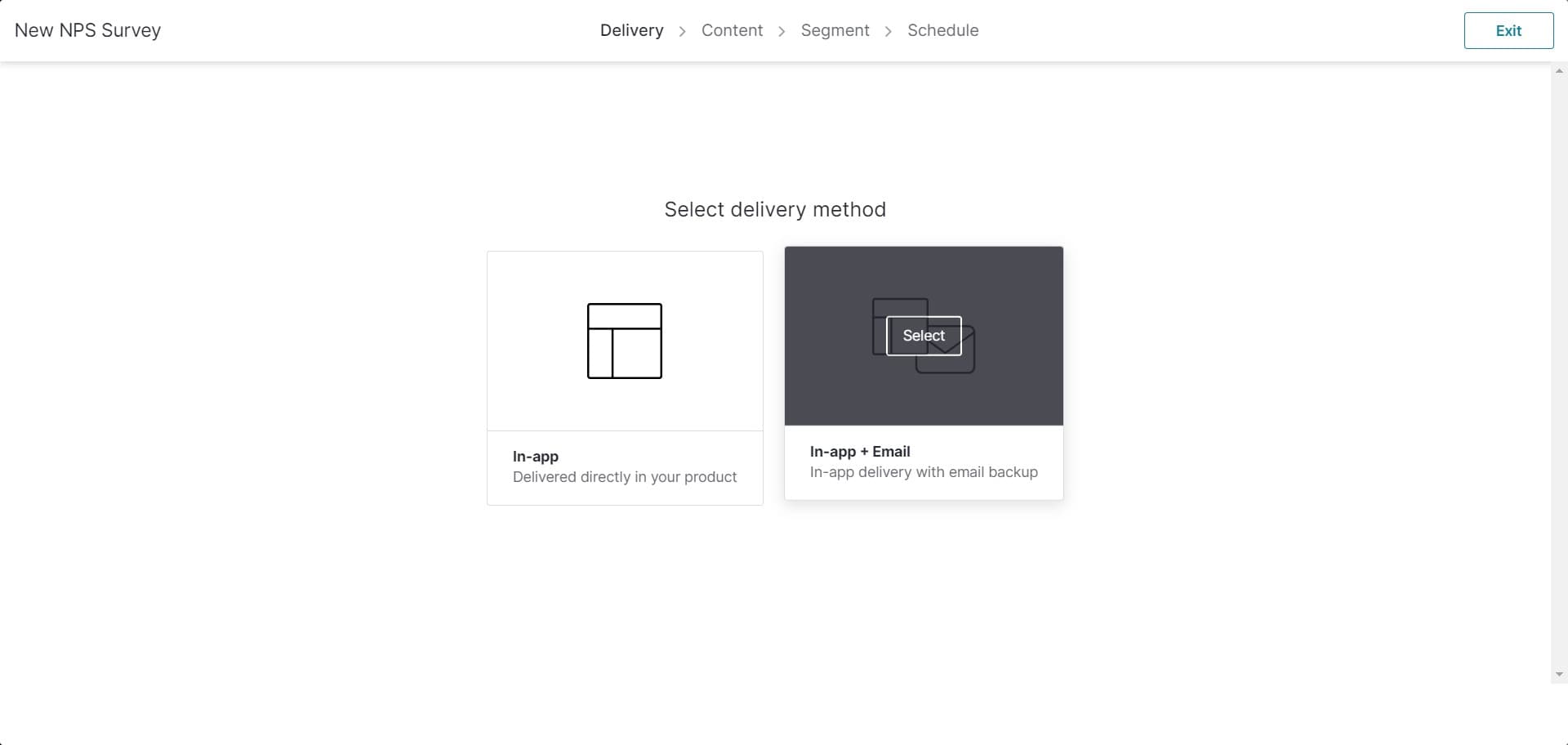 Select survey type or template