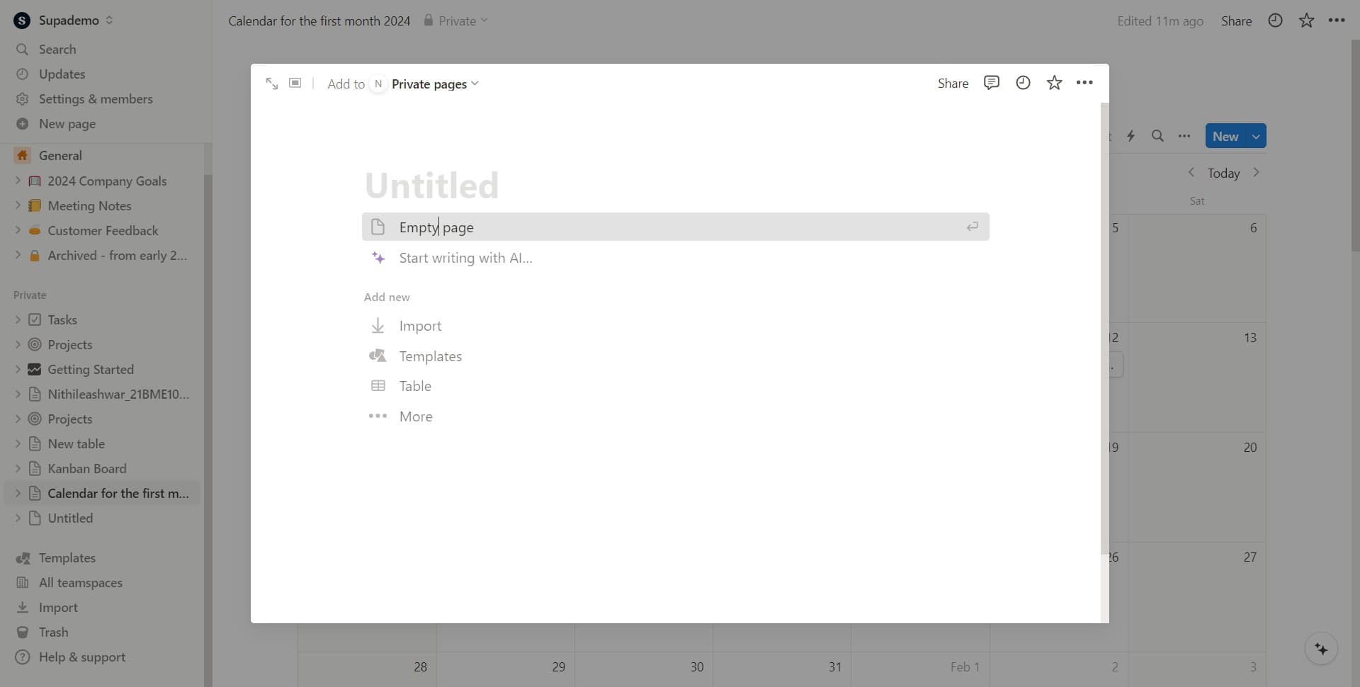 Select Empty Page
