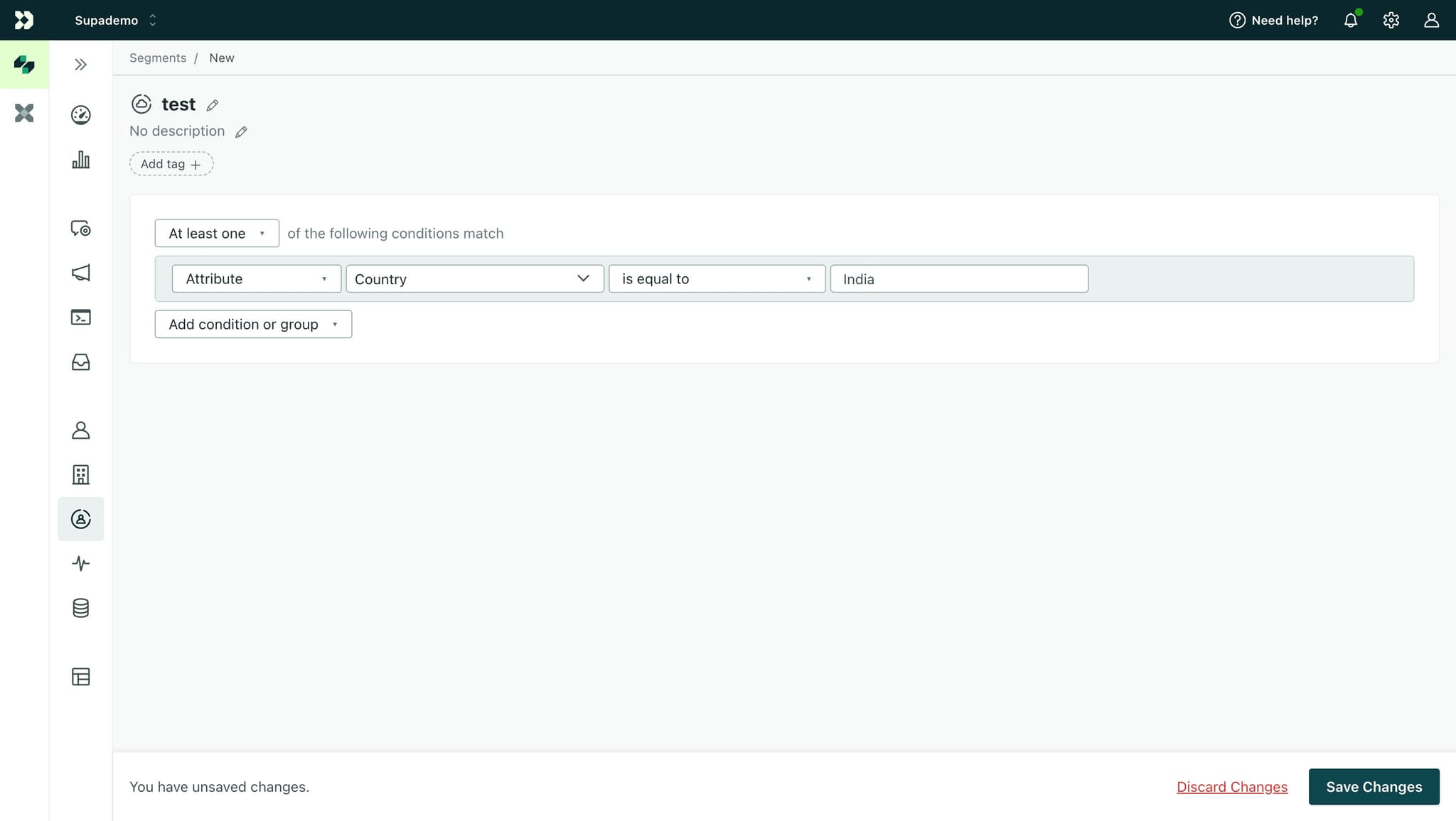 Save your segment configuration