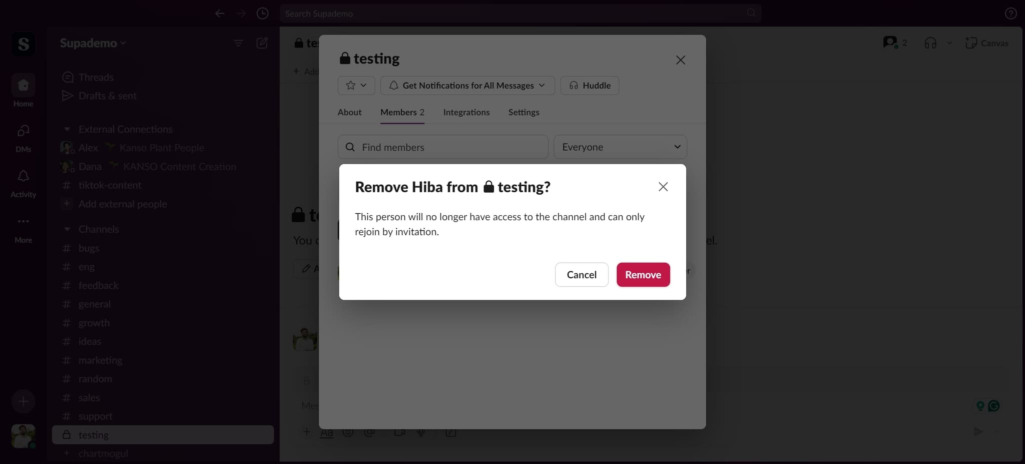 Confirm the removal