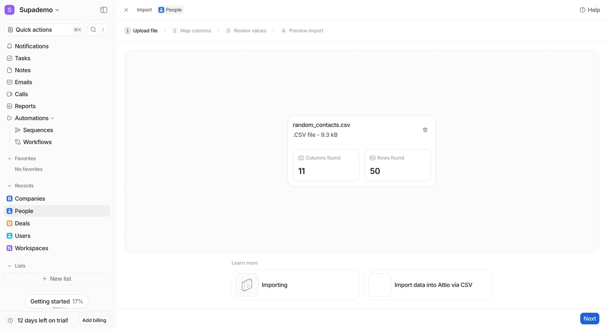 Open field mapping interface